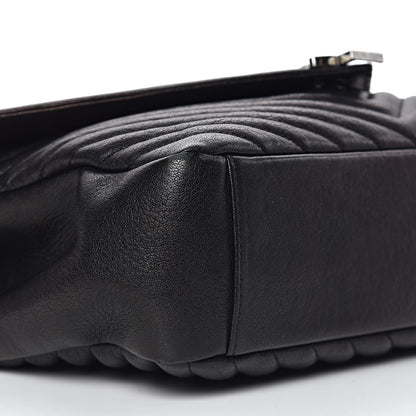 Saint Laurent Sheepskin Matelasse Chevron Monogram Large College Satchel Black 9 of 21