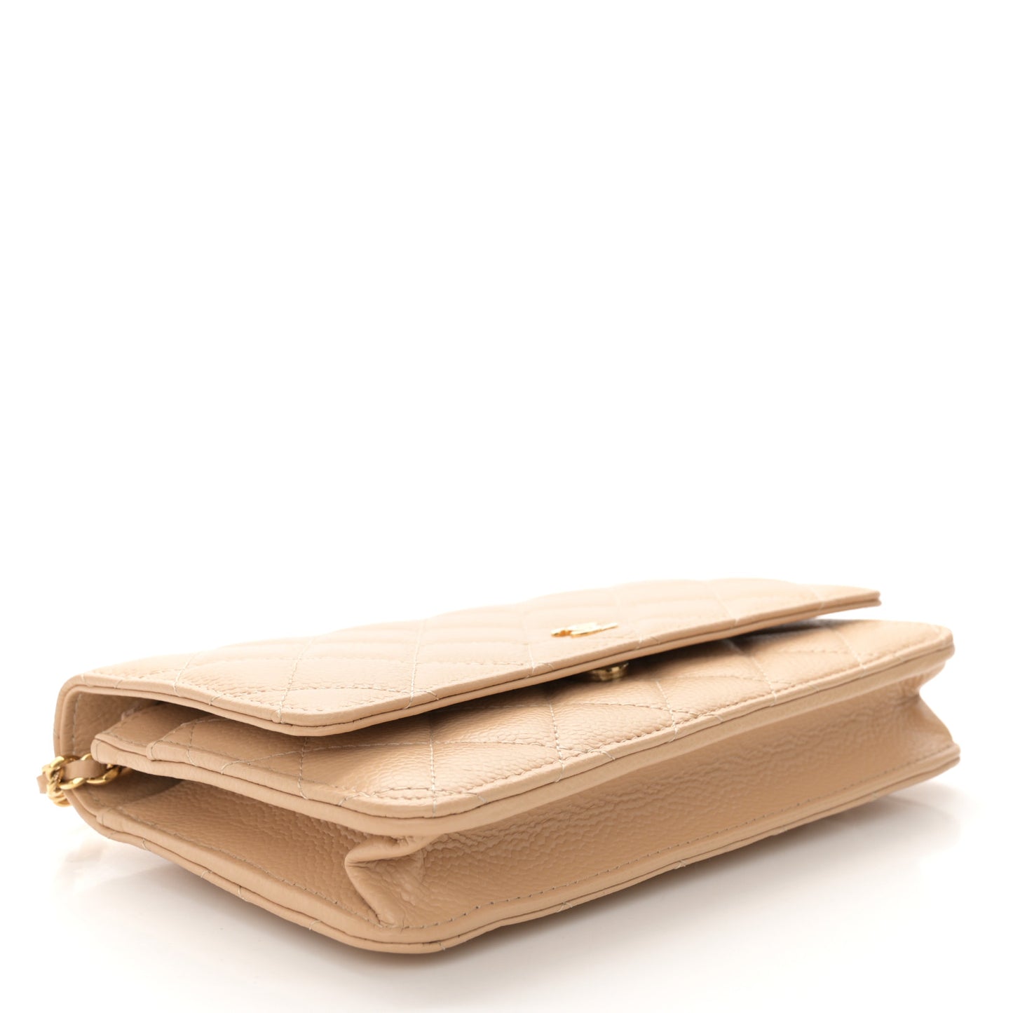 Caviar Quilted Wallet On Chain WOC Beige