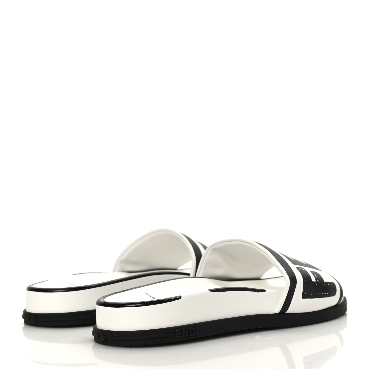 Fendi X JOSHUA VIDES Roma Calfskin Fussbetts Slide Sandals 36 Snow White Black 4 of 7