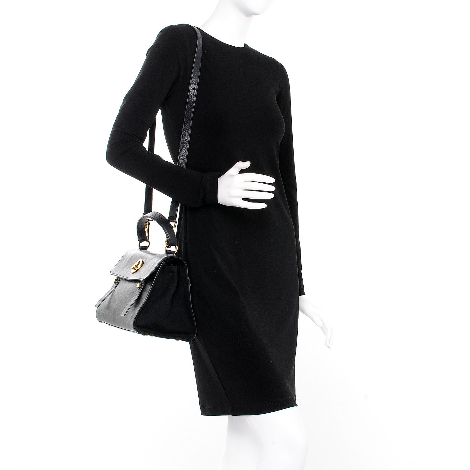 Saint Laurent Calfskin Canvas Small Muse Two Black 2 of 10