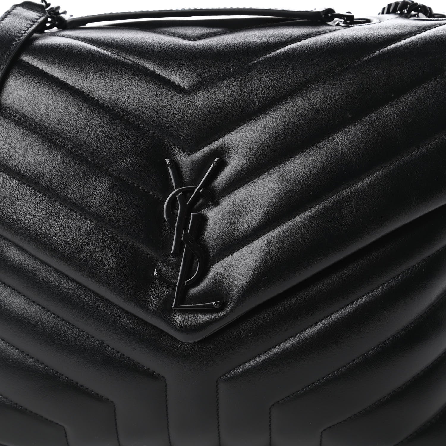 Saint Laurent Calfskin Y Quilted Monogram Medium Loulou Chain Satchel Black 10 of 10