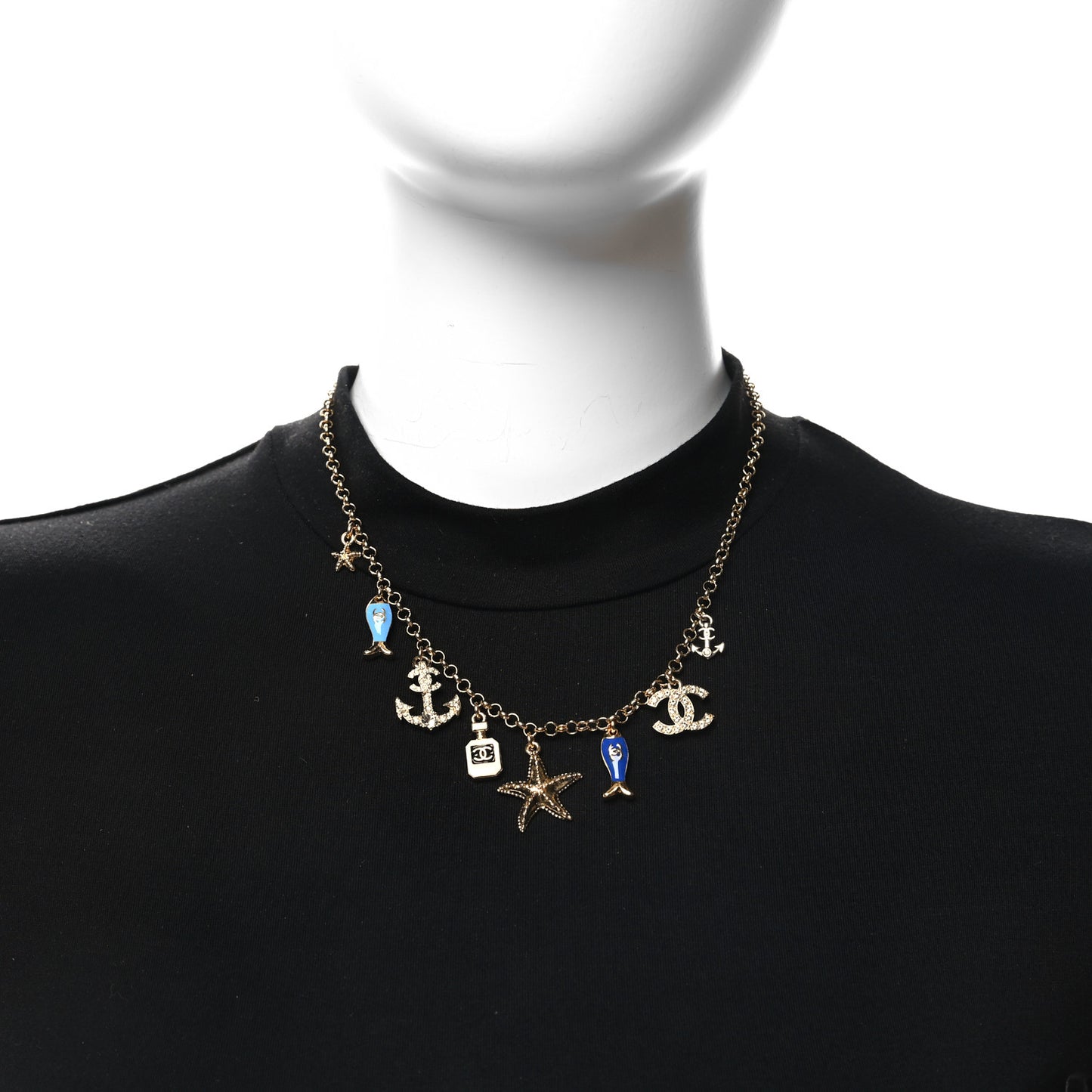 Metal Enamel Crystal Chain CC By the Sea Charms Gold Blue