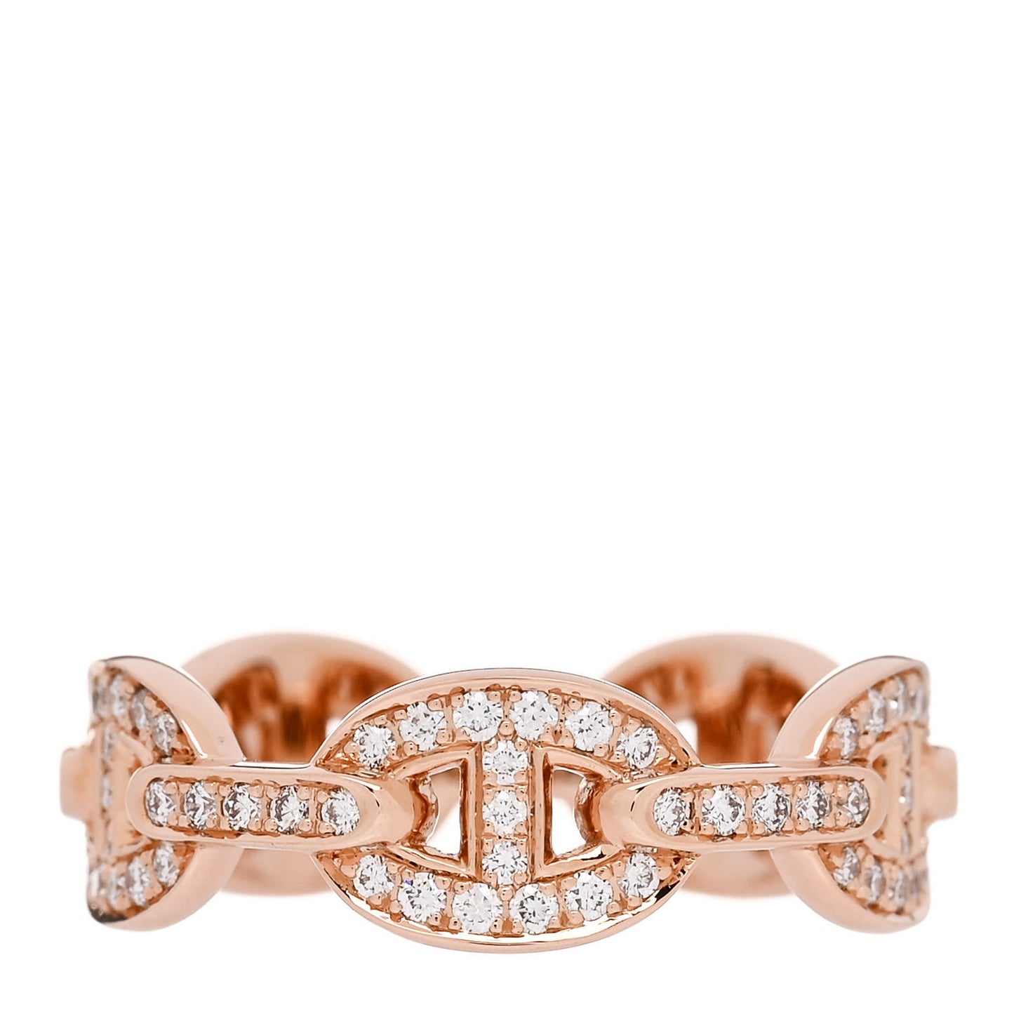 18K Rose Gold Diamond PM d'Ancre Enchainee Ring 57 8