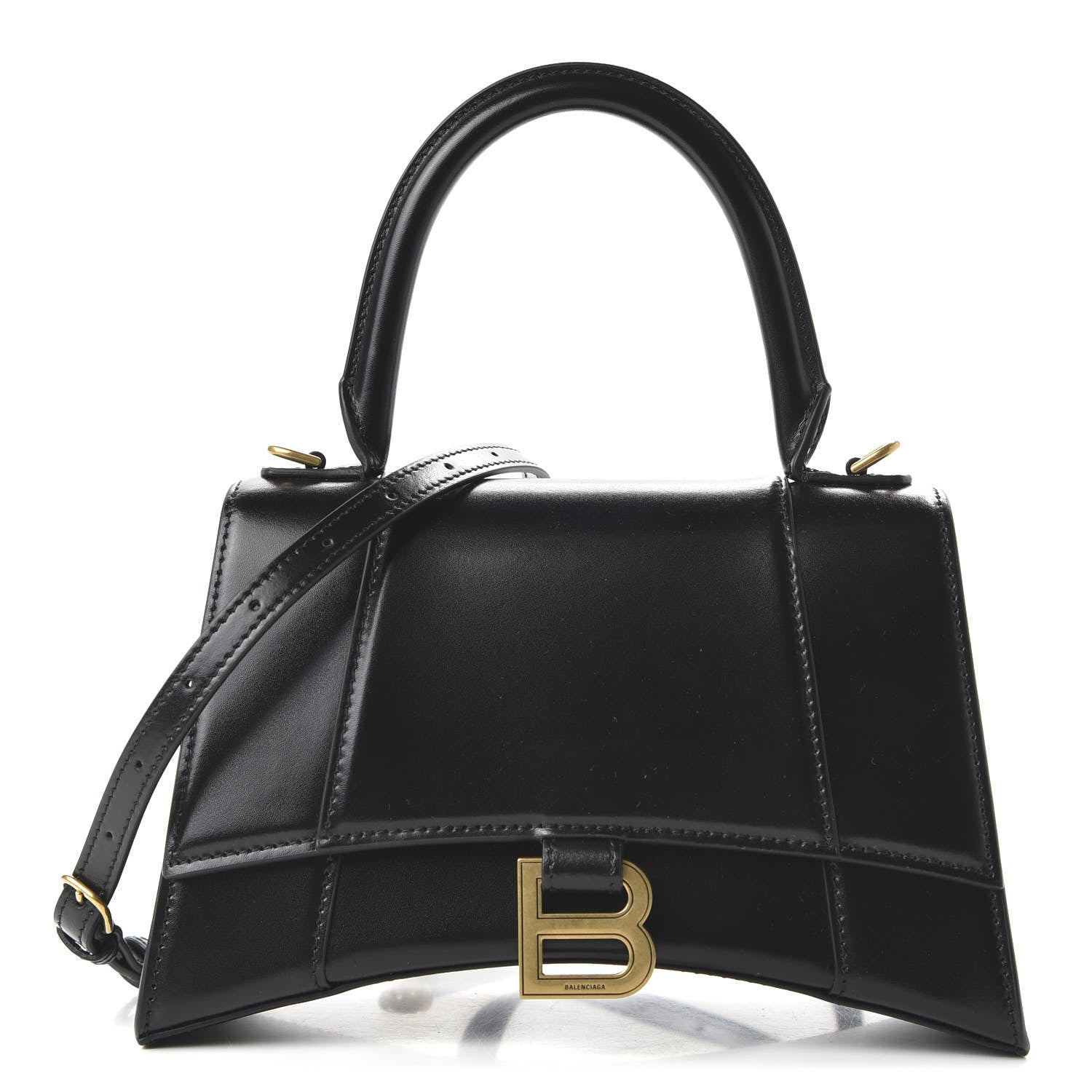 Balenciaga Shiny Box Calfskin Small Hourglass Top Handle Bag Black 1 of 9