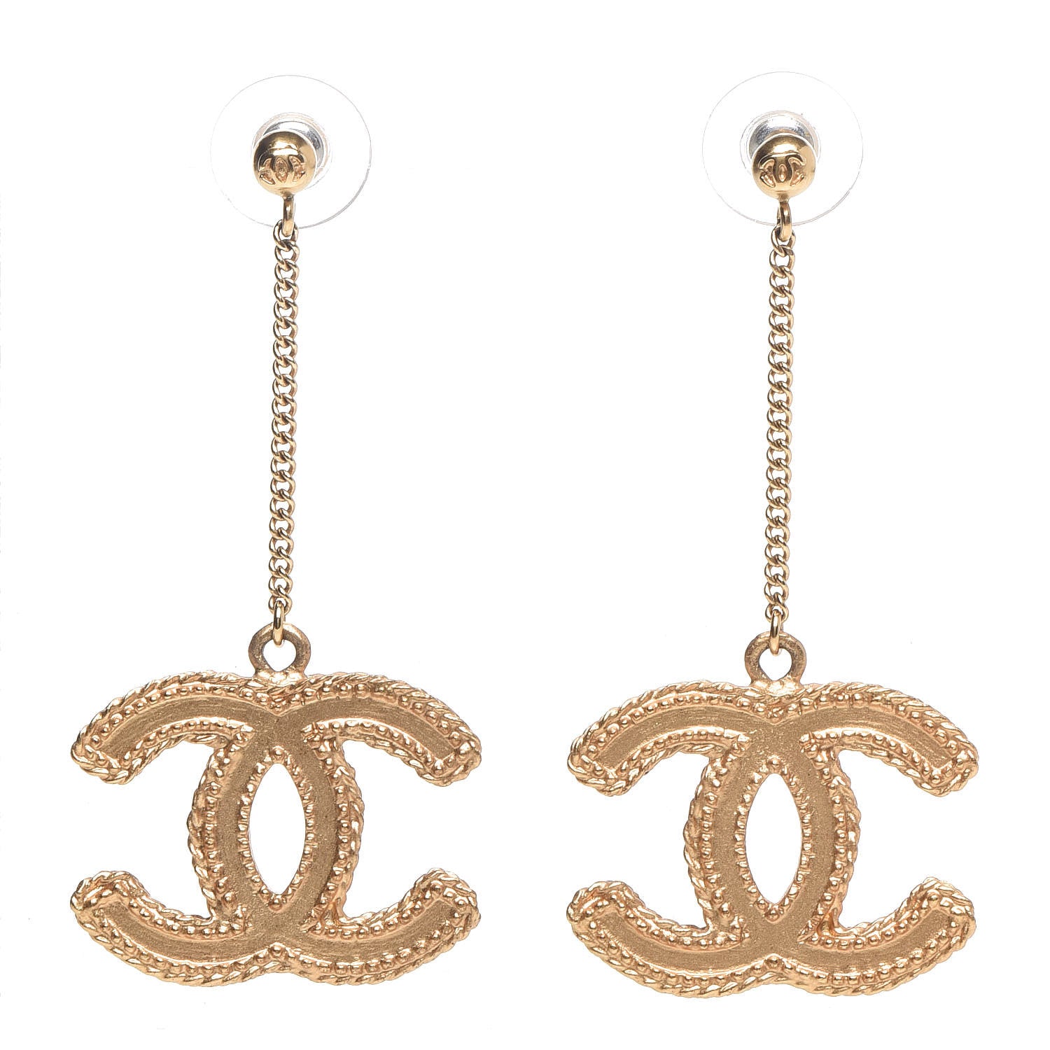 Chanel CC Drop Earrings Matte Gold 1 of 4