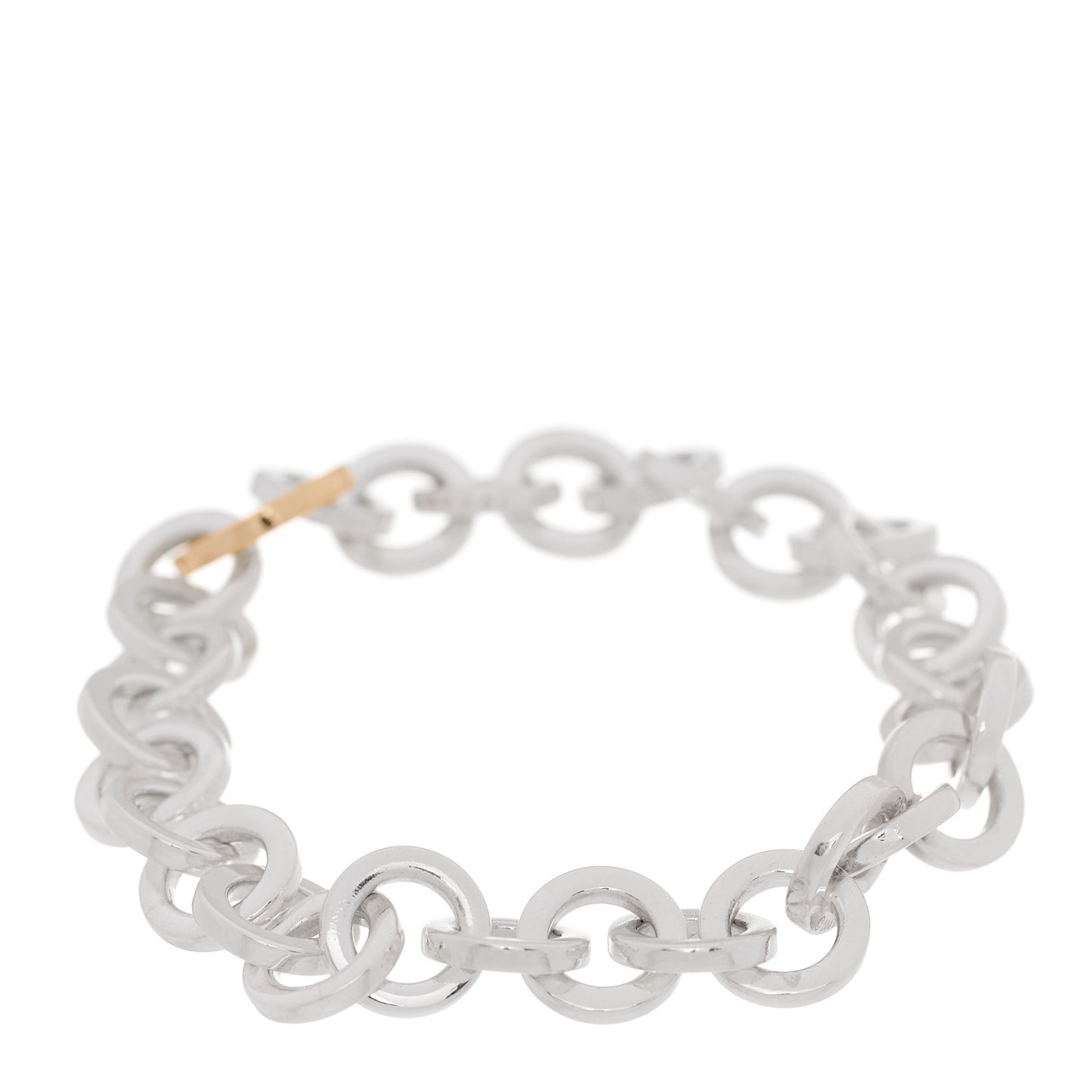 Sterling Silver 18K Yellow Gold Circle Link Bracelet