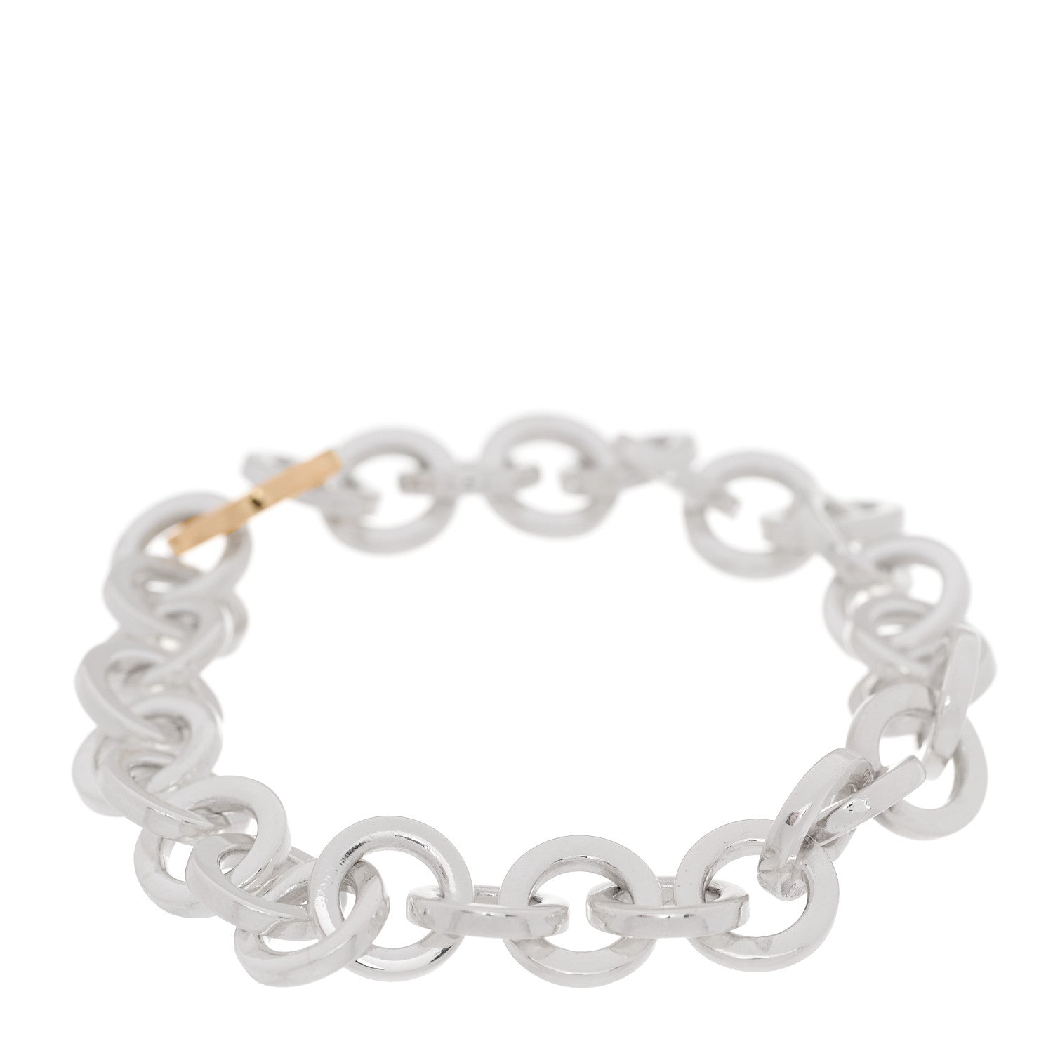 Tiffany Sterling Silver 18K Yellow Gold Circle Link Bracelet 3 of 6