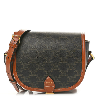 Celine Triomphe Canvas Medium Folco Bag Tan 1 of 9