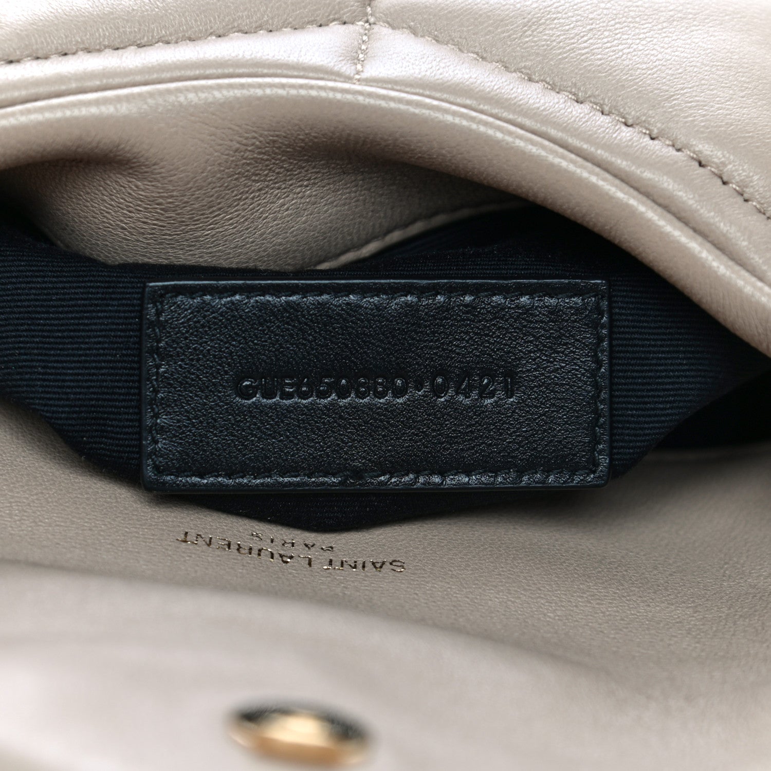 Saint Laurent Lambskin Monogram Loulou Puffer Pouch Clutch Dark Beige 8 of 15