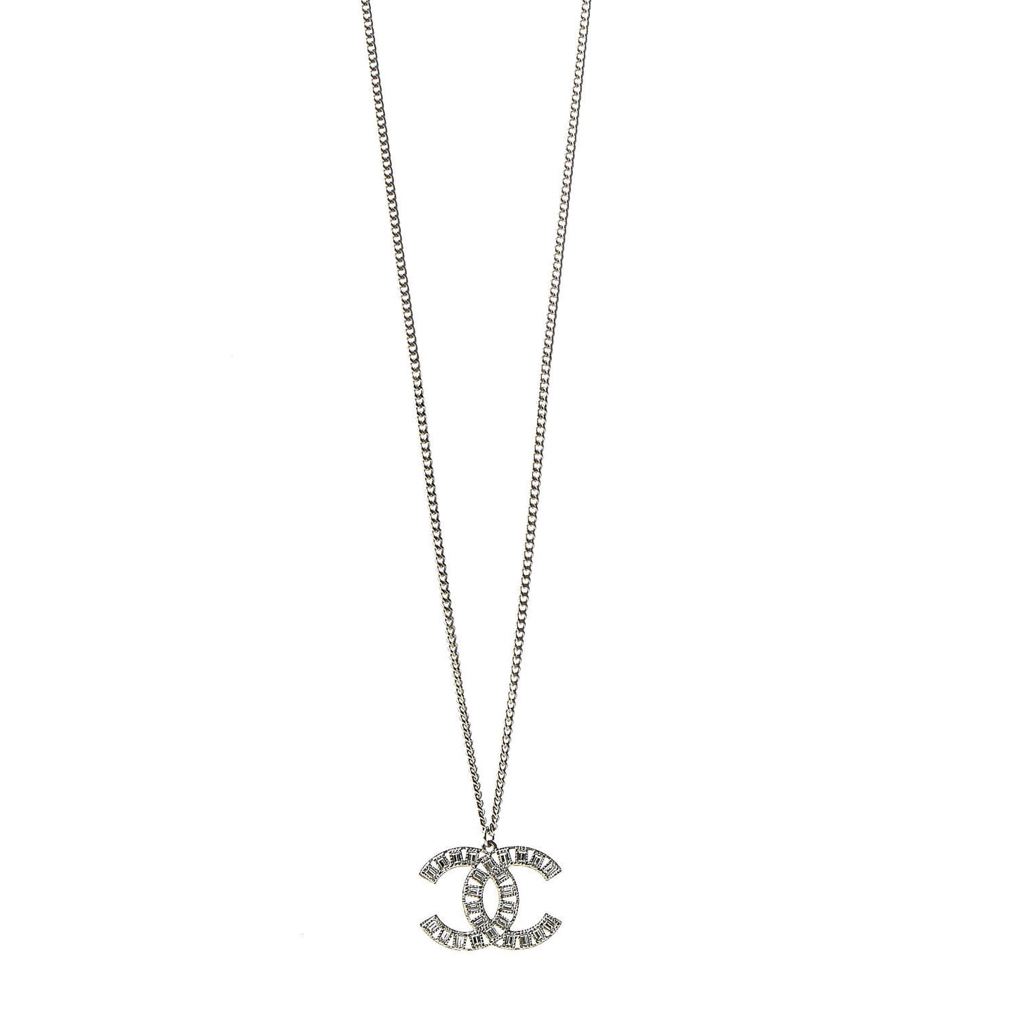 Baguette Crystal CC Necklace Silver