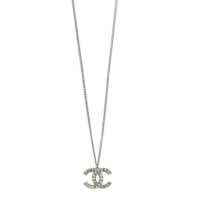 Chanel Baguette Crystal CC Necklace Silver 1 of 7