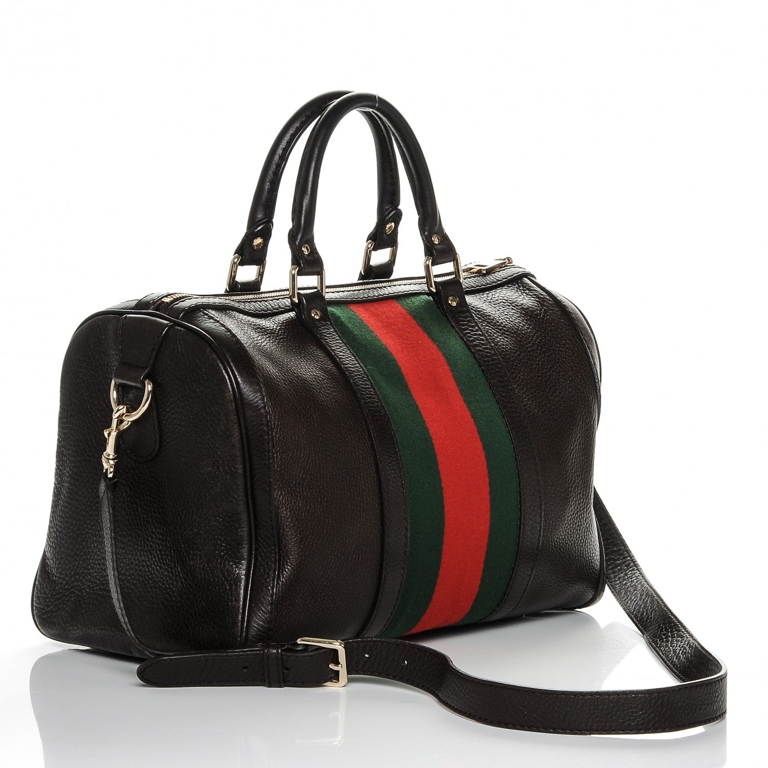 Gucci Calfskin Medium Vintage Web Boston Dark Brown 3 of 6