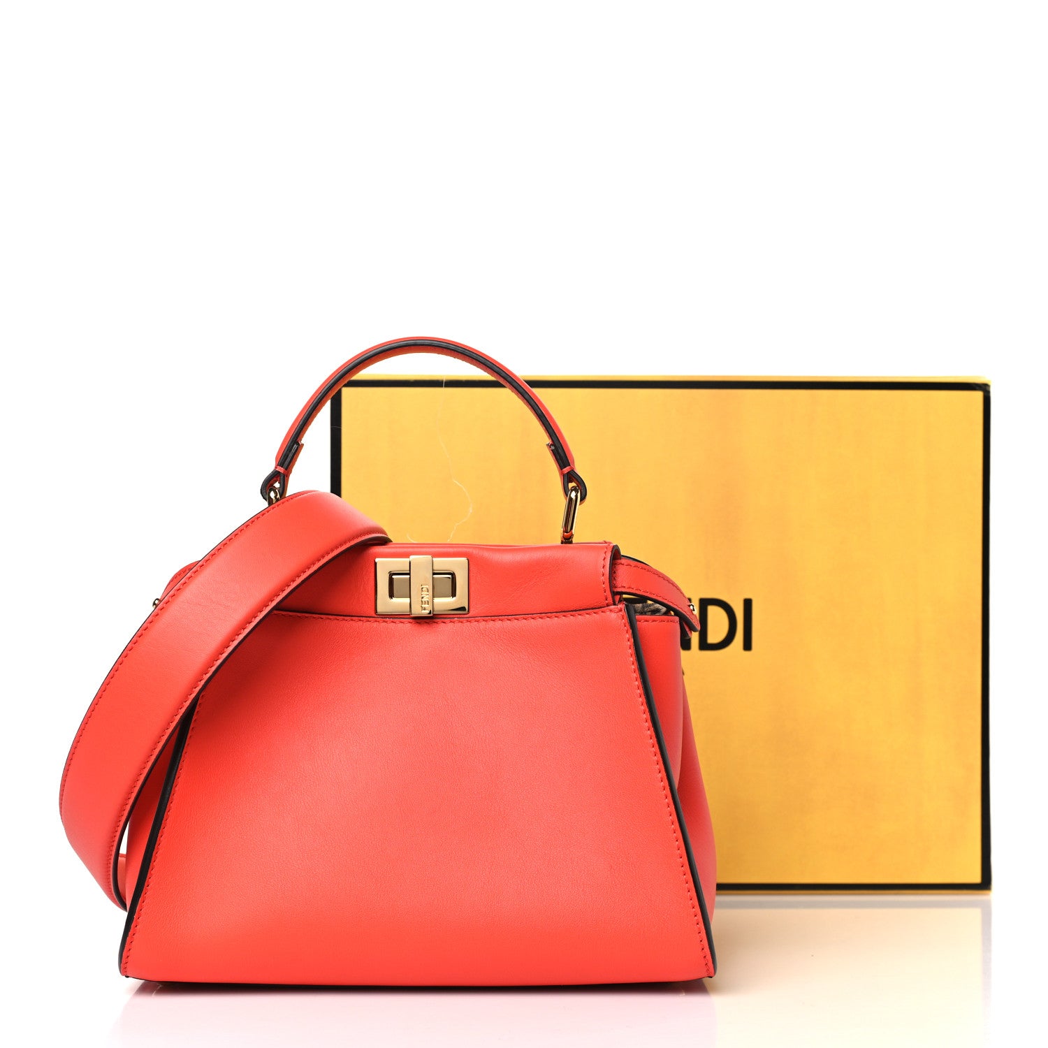 Fendi Vitello Seta Suede FF Mini Peekaboo Iconic Satchel Tulipano