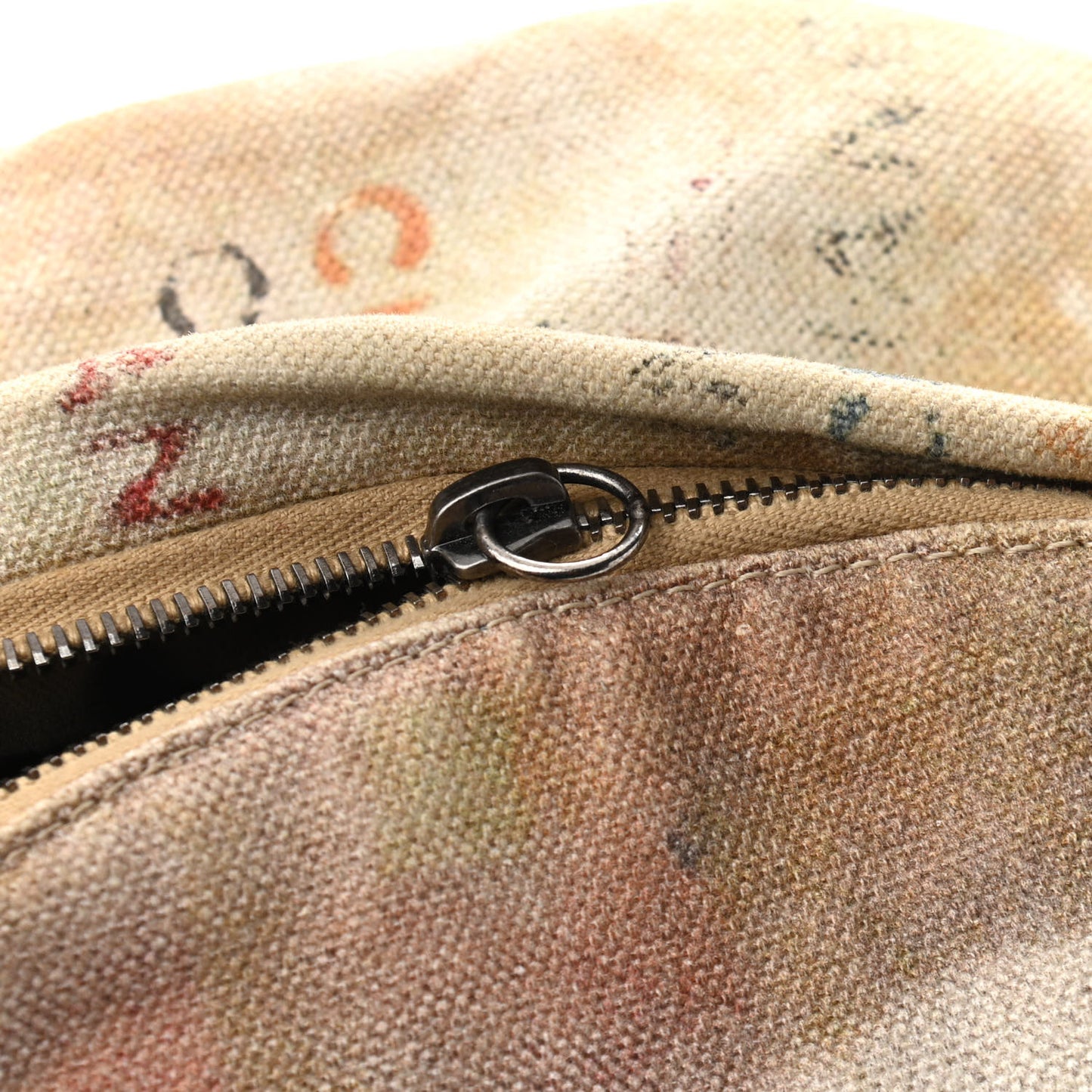 Graffiti Printed Canvas Medium Backpack Beige