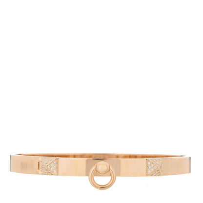 Hermes 18K Rose Gold Diamond PM Collier De Chien Bracelet ST 1 of 4