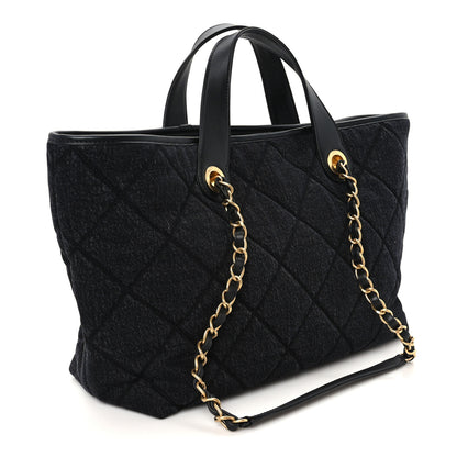 Chanel Denim Calfskin Quilted Small Deauville tote  Black 2 of 9