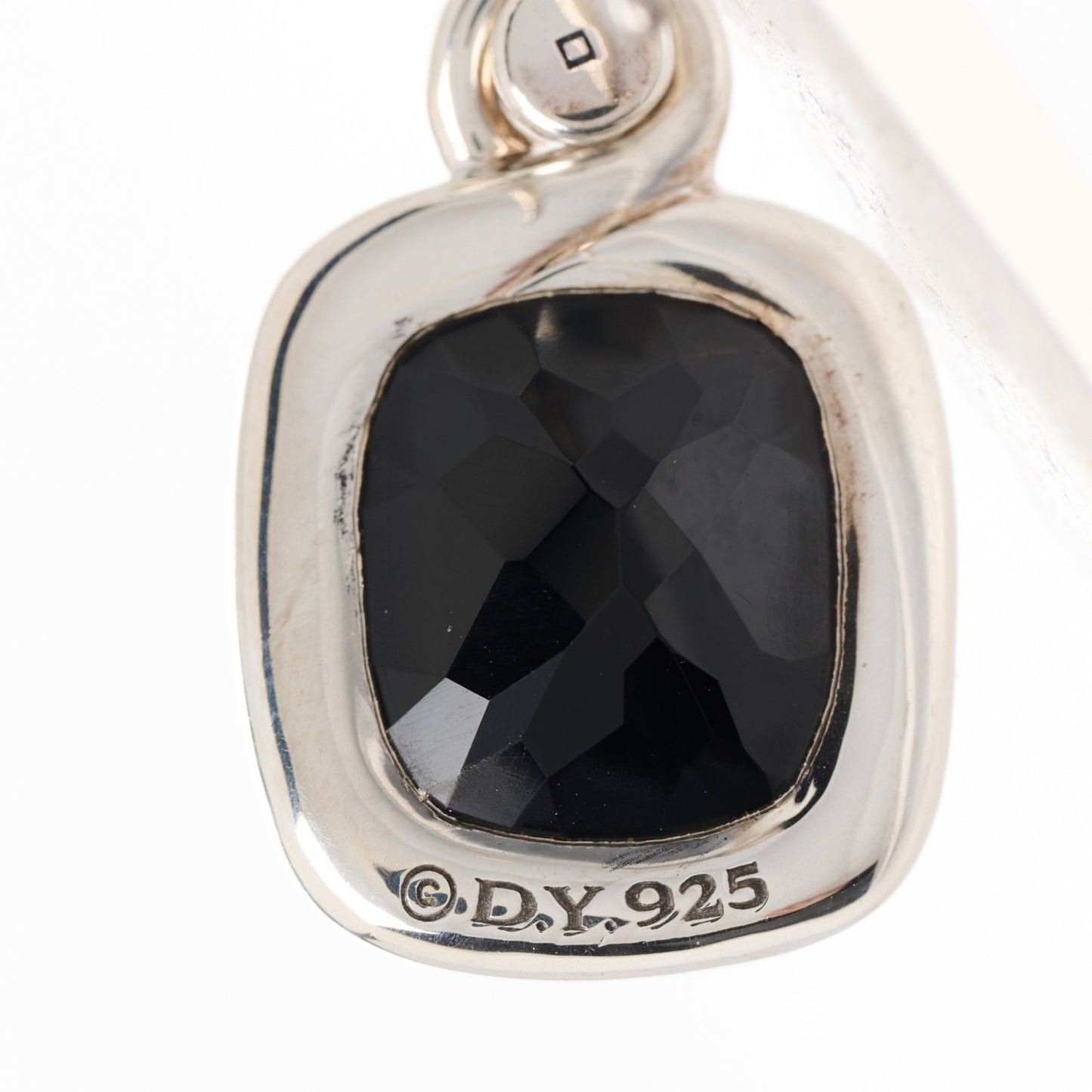 Sterling Silver Diamond Black Onyx Labyrinth Drop Earrings