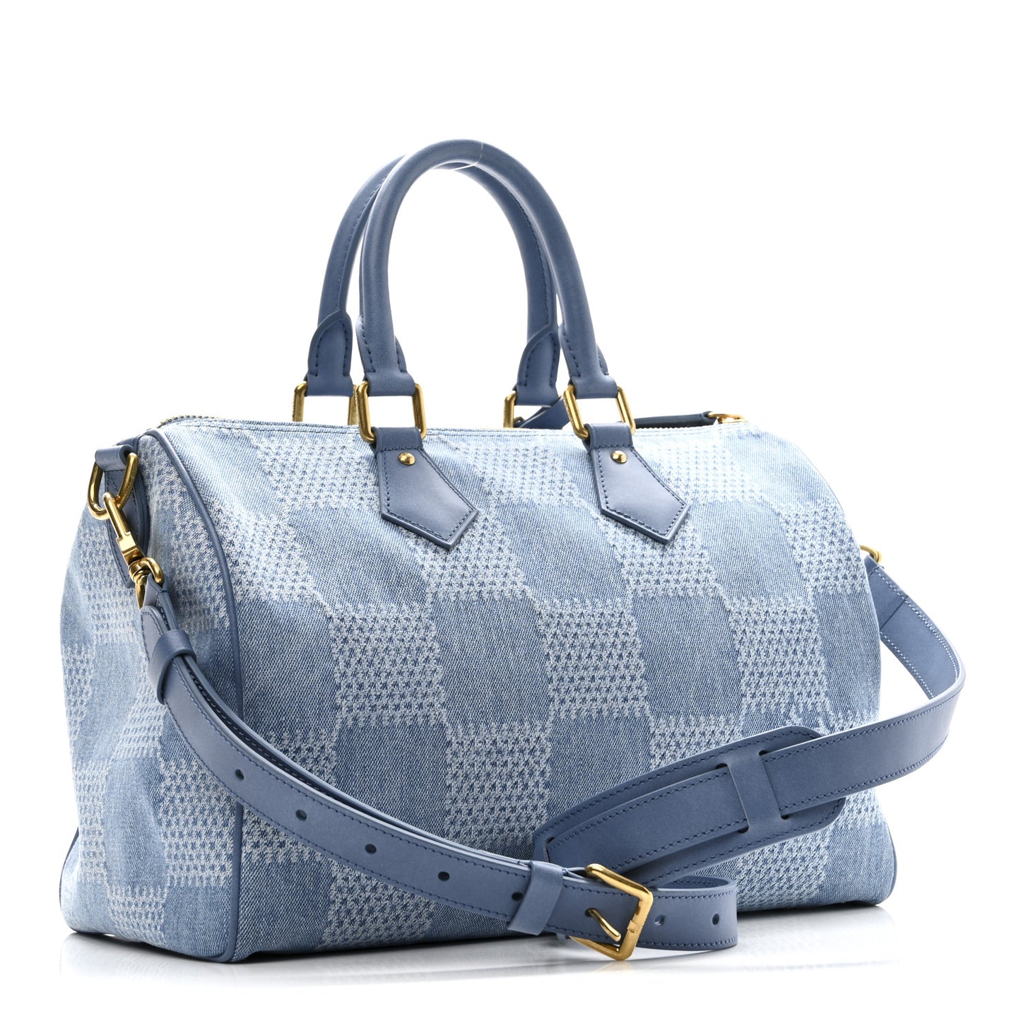 Damier Denim 3D Speedy Bandouliere 30 Denim Blue