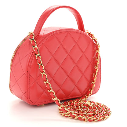 Chanel Lambskin Quilted Small Chic Riviera Top Handle Vanity Case Red 3 of 10