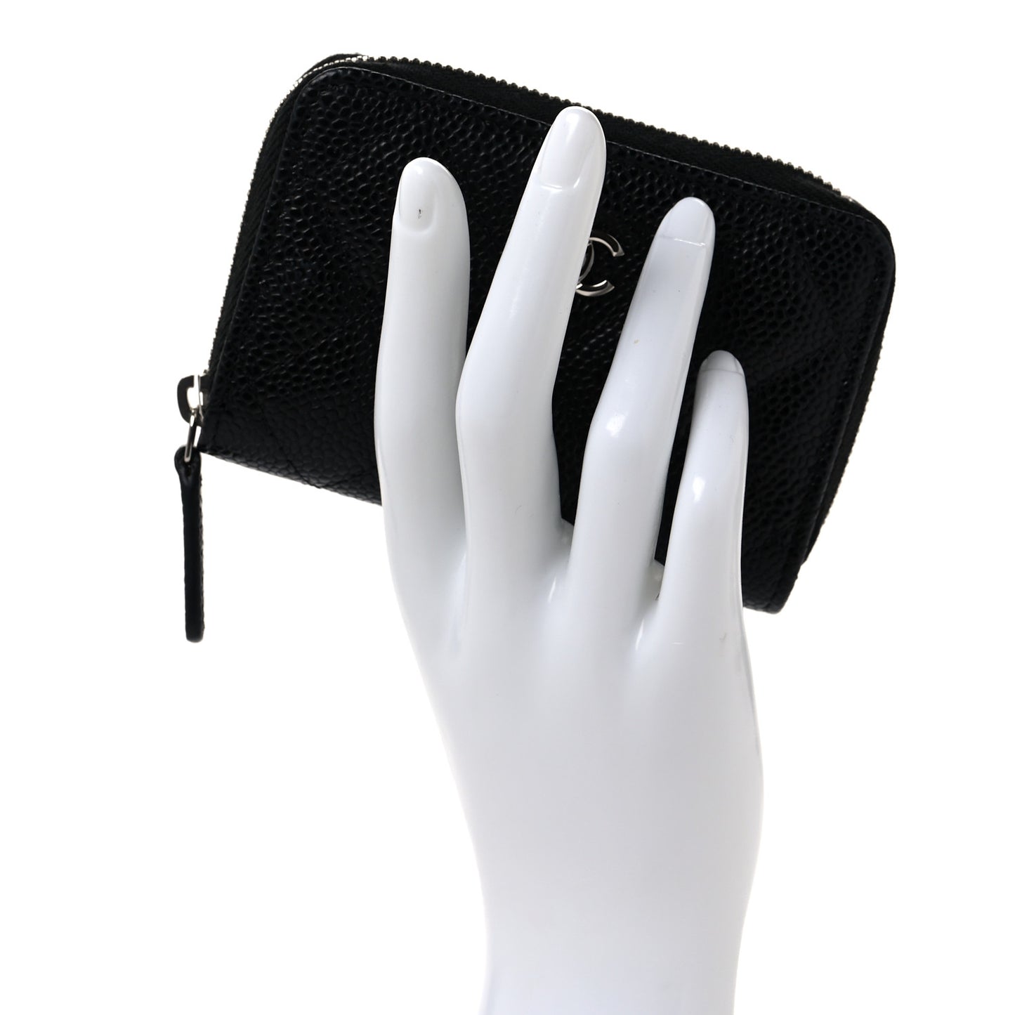 Caviar Quilted Classic Zipped Coin Purse Black