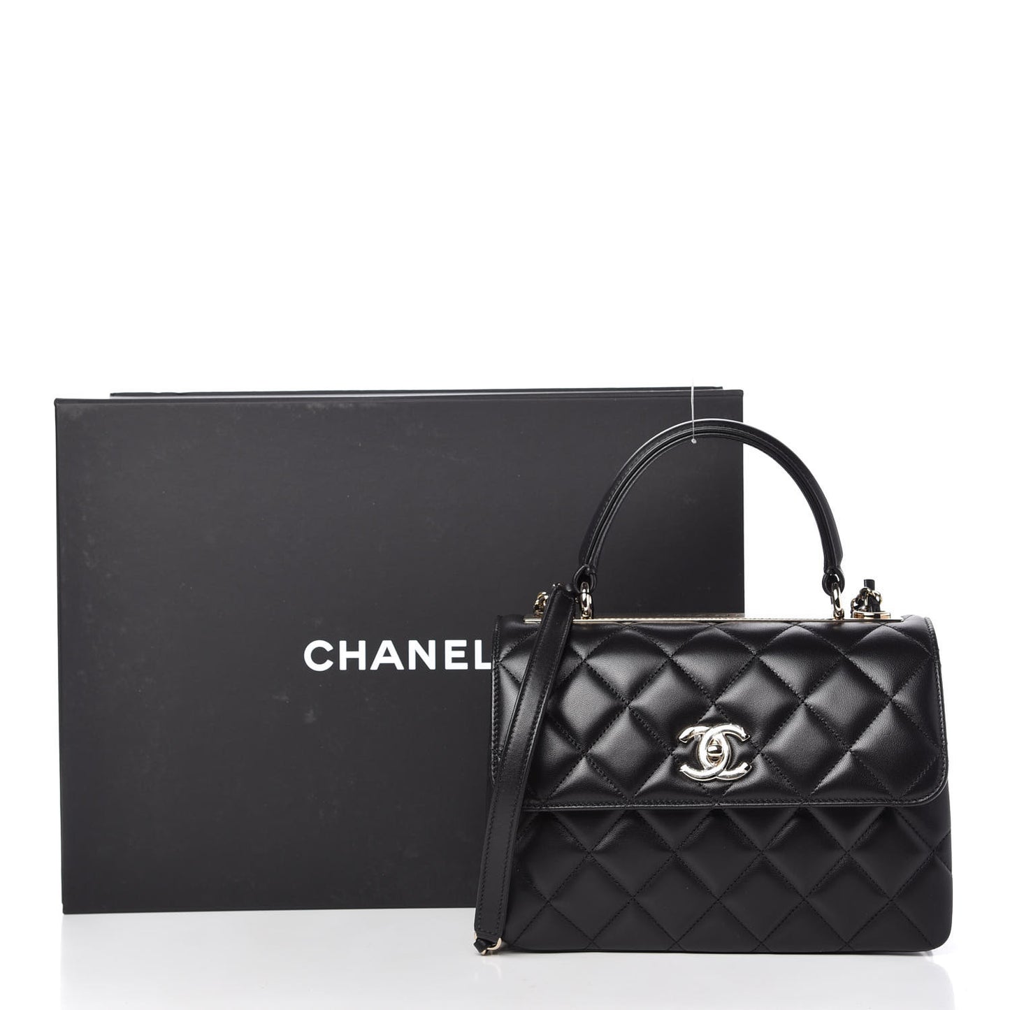 Lambskin Quilted Small Trendy CC Dual Handle Flap Bag Black