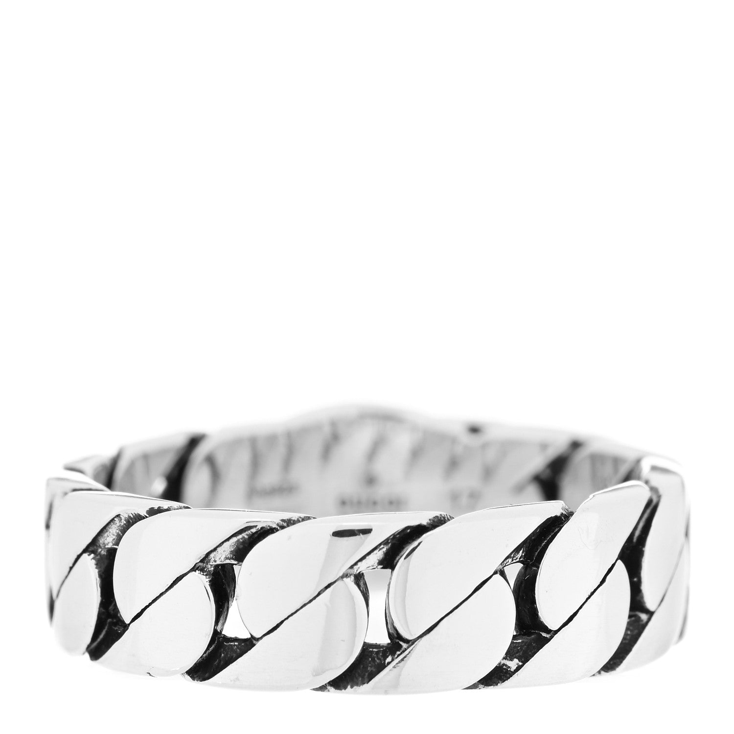 Gucci Sterling Silver Enamel Interlocking G Chain Ring 56 7.5 Green 3 of 4