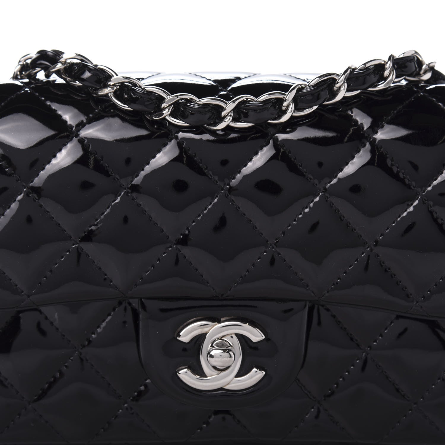 Chanel Patent Calfskin Quilted Mini Rectangular Flap Black 11 of 12