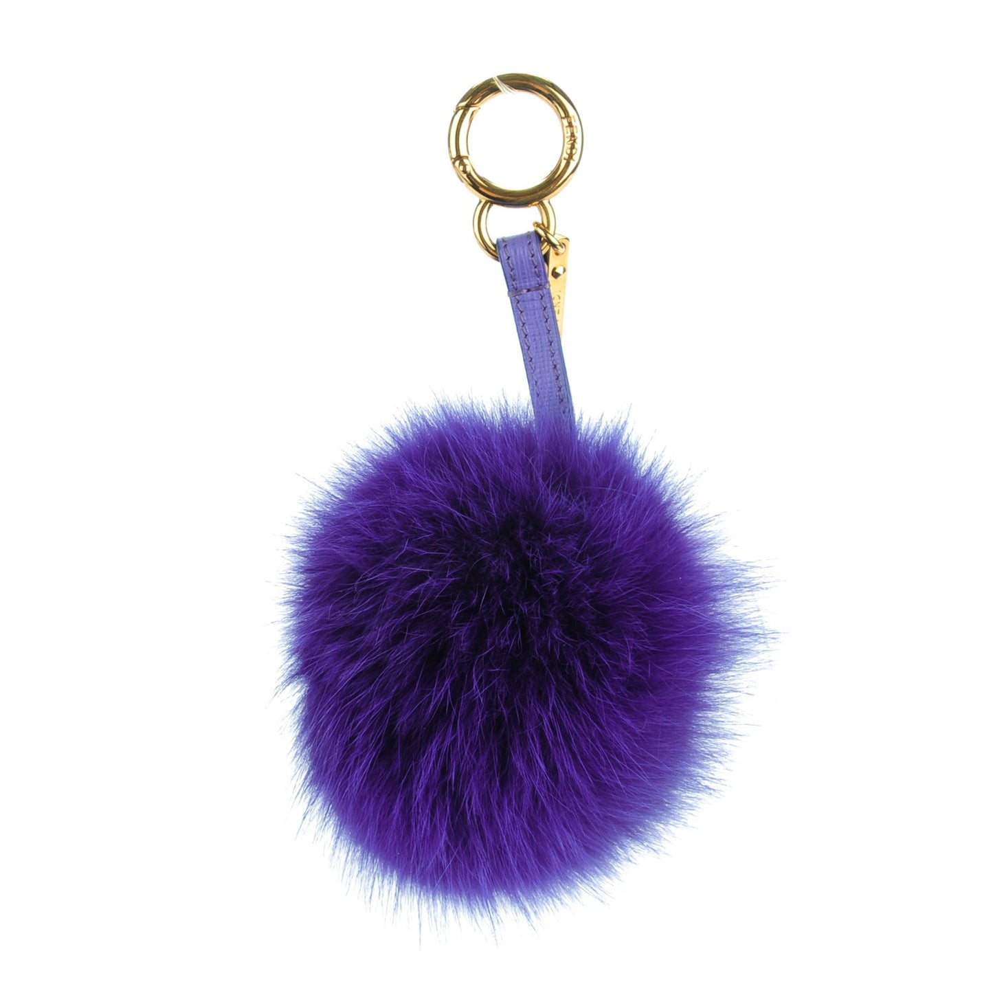 Fox Fur Vitello Elite Pom Pom Bag Charm Viola Cassis