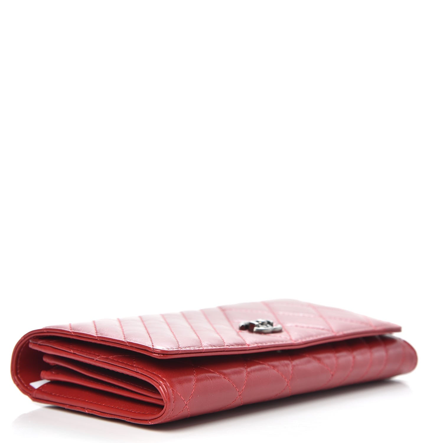 Chanel Glazed Calfskin Quilted Coco Boy Large Gusset Flap Wallet Red 4 of 10