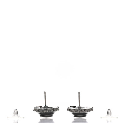 Chanel Bead CC Round Earrings Silver Black 3 of 5
