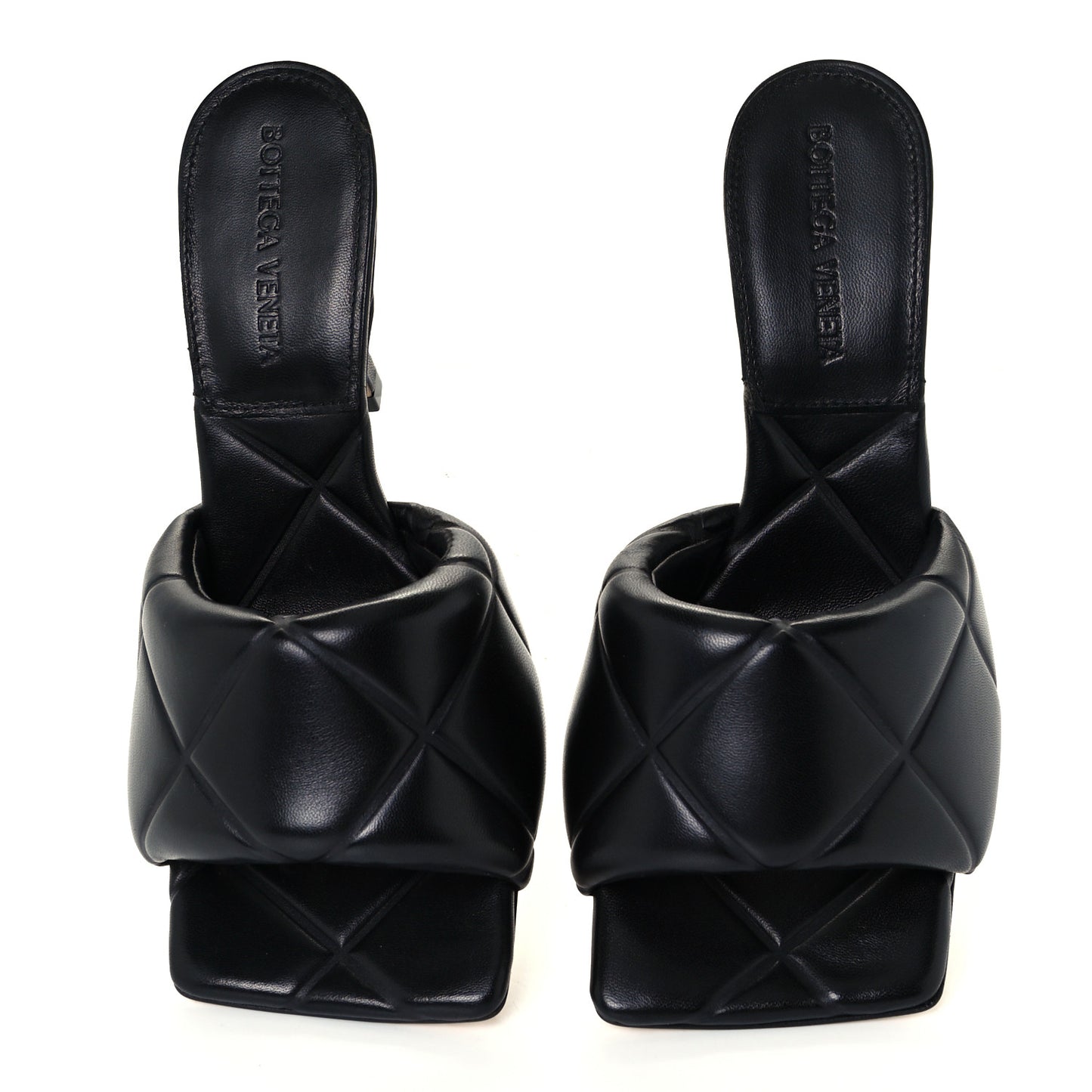 Nappa Quilted Rubber Lido Mule Sandals 36 Black