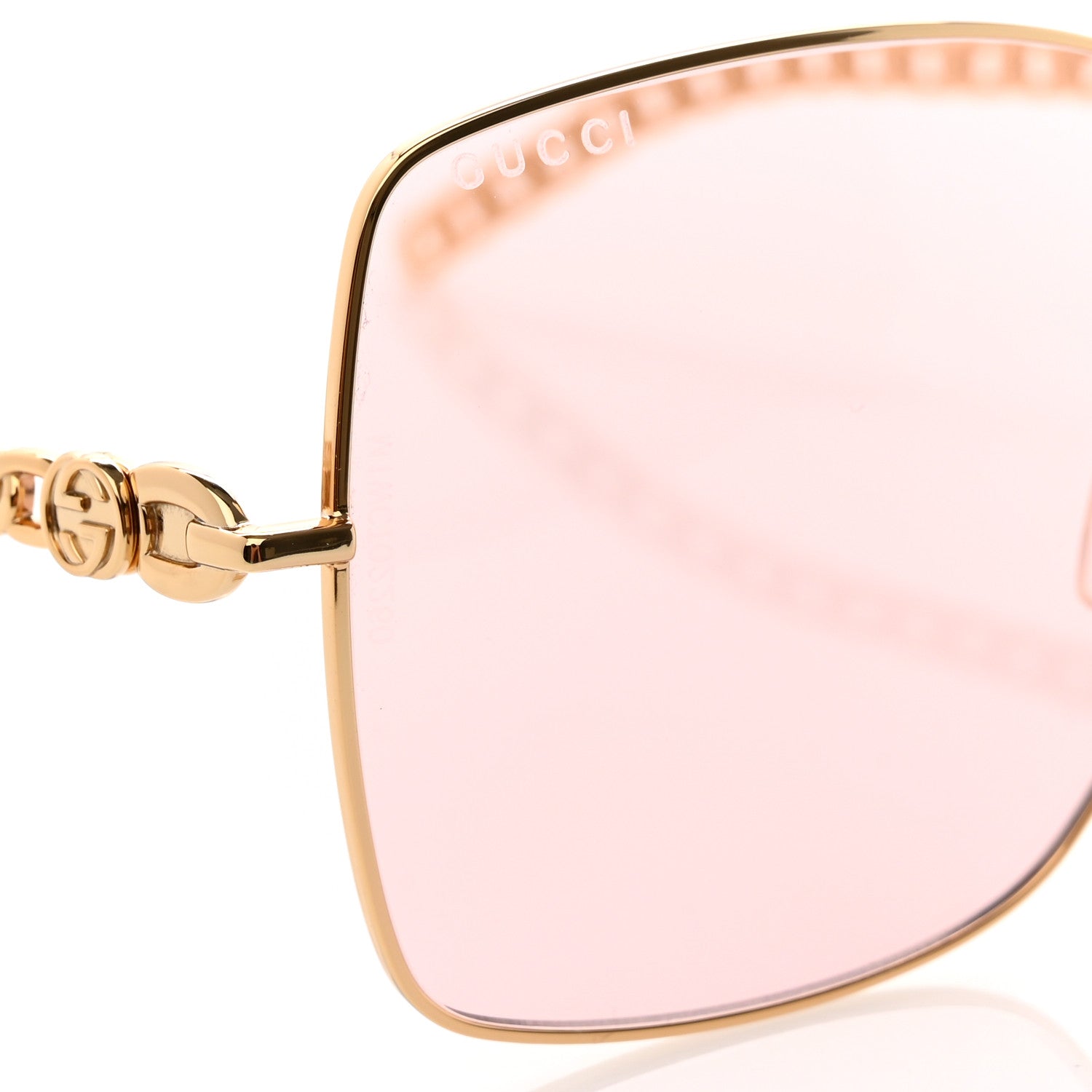 Gucci Square Frame Oversized Sunglasses GG0724S Pink Gold 8 of 9