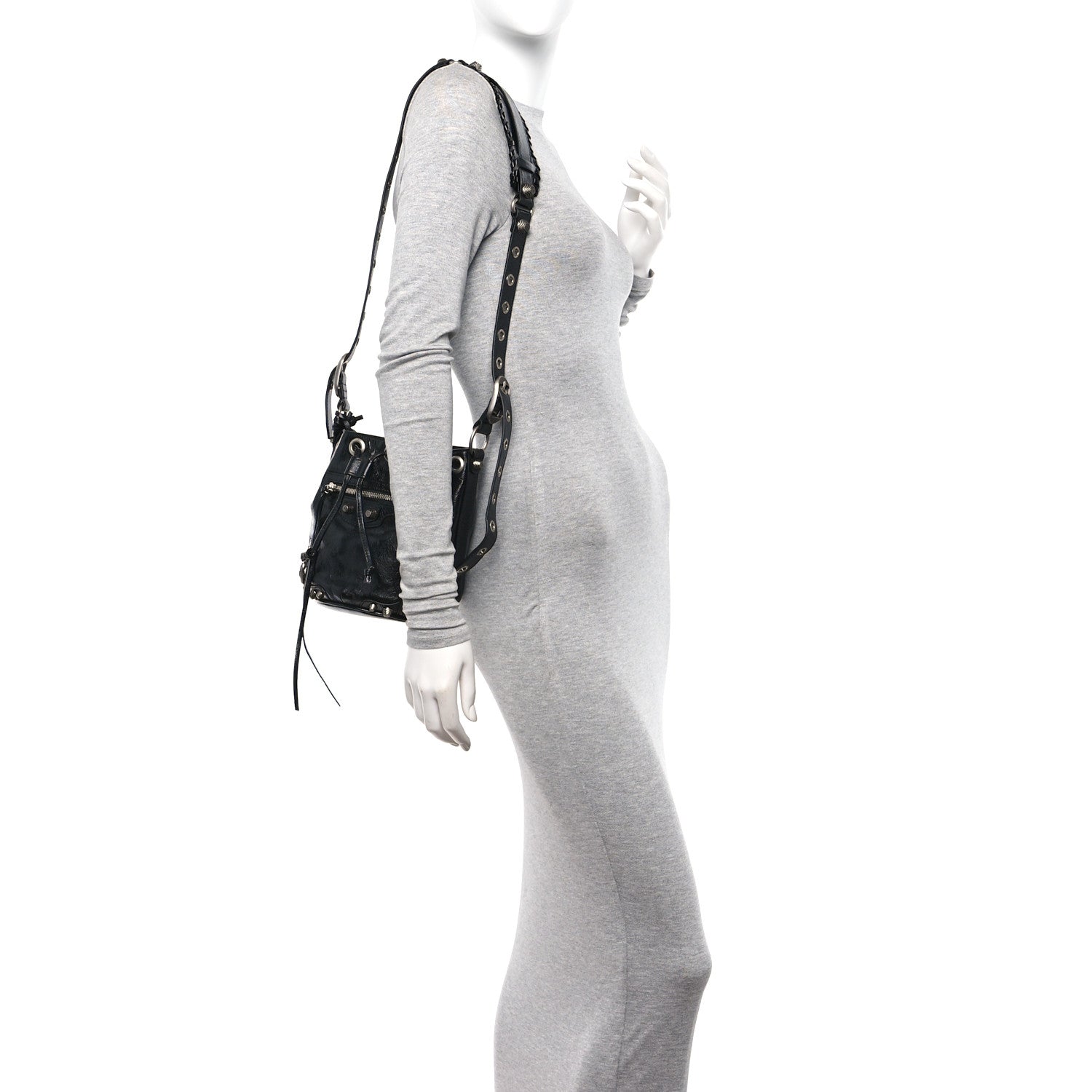 Balenciaga Agneau Arena Le Cagole Bucket Bag XS Black 2 of 10