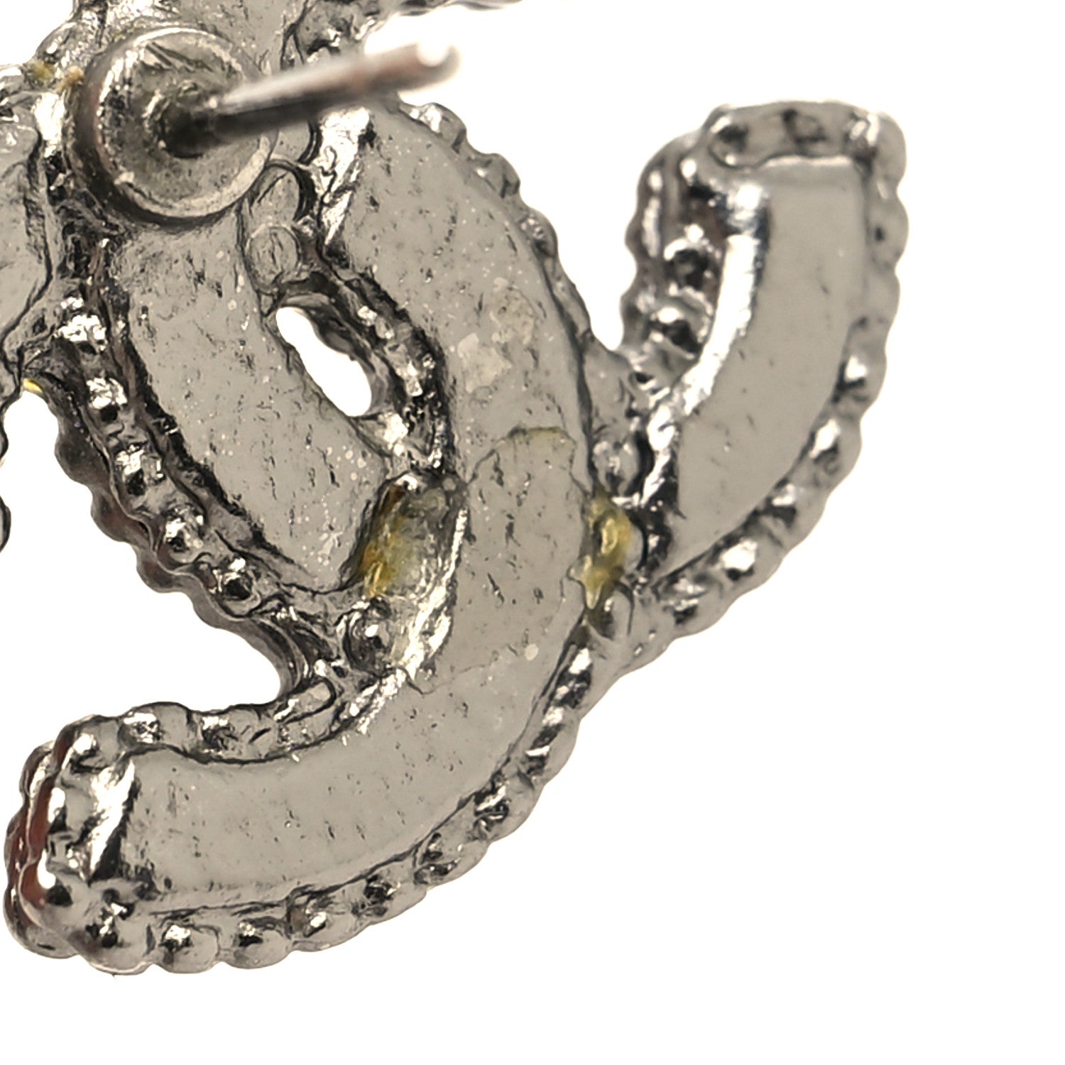 Chanel Ruthenium Crystal CC Earrings Silver Black 4 of 4