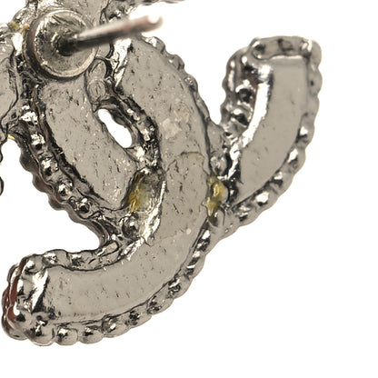 Chanel Ruthenium Crystal CC Earrings Silver Black 4 of 4