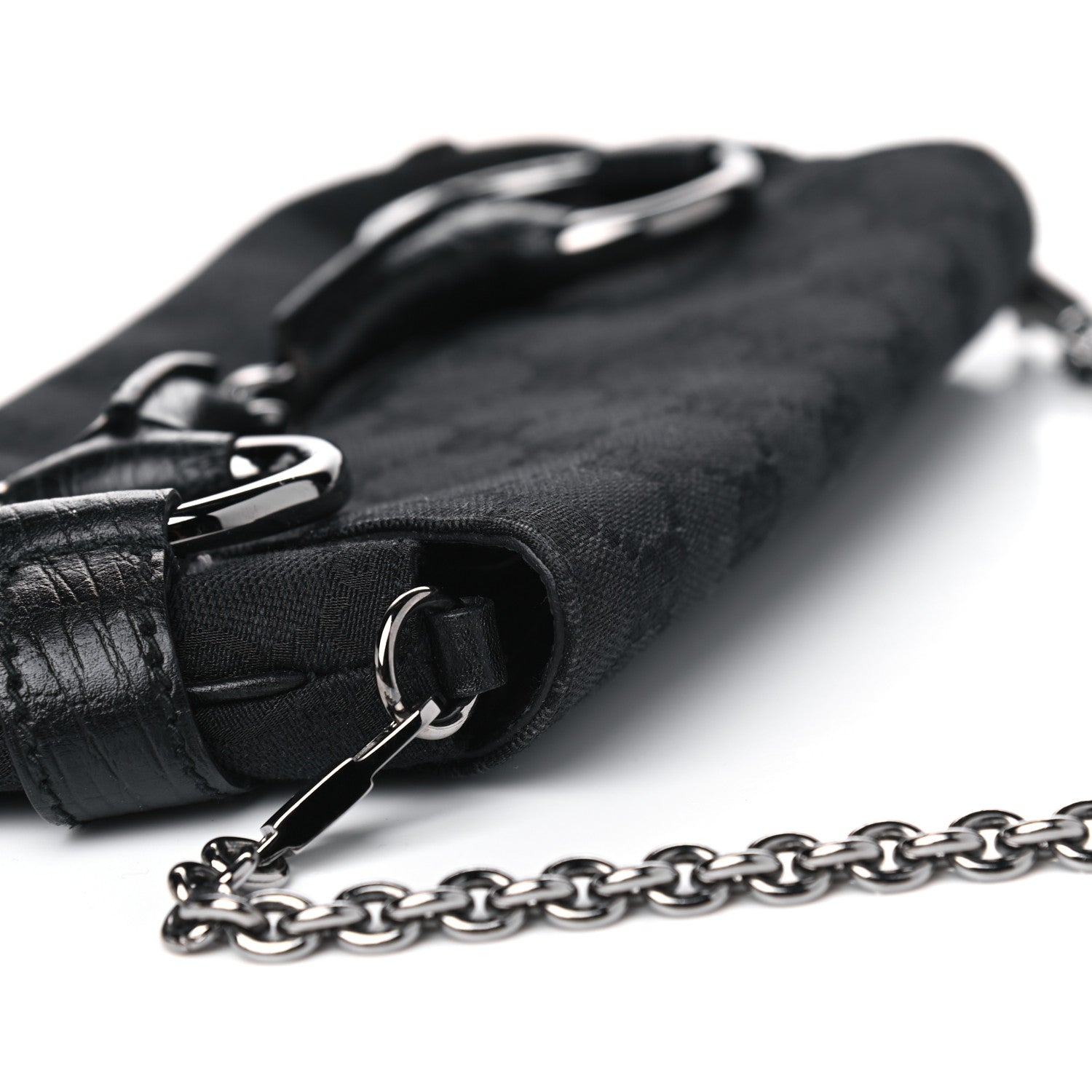 Gucci Monogram Horsebit Chain Clutch Black 7 of 11