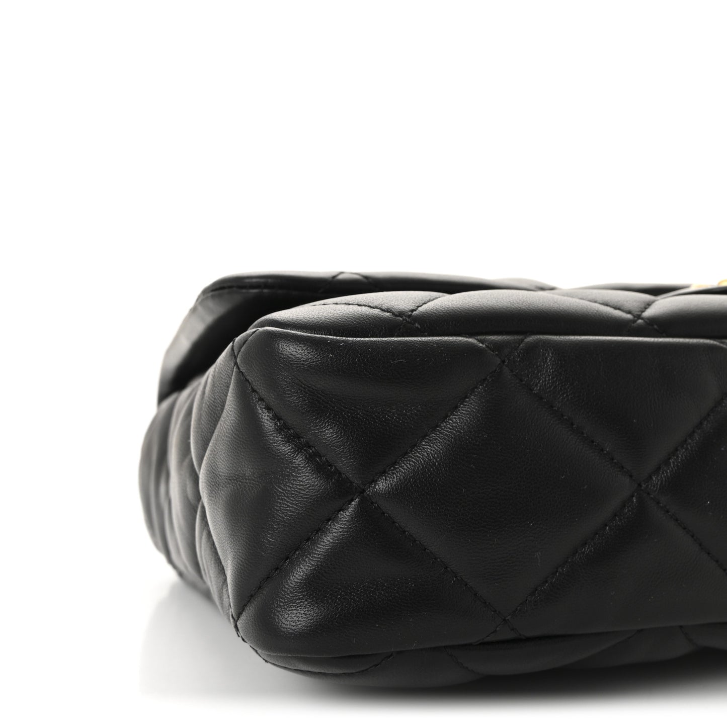 Lambskin Quilted Large CC Funky Town Flap Black