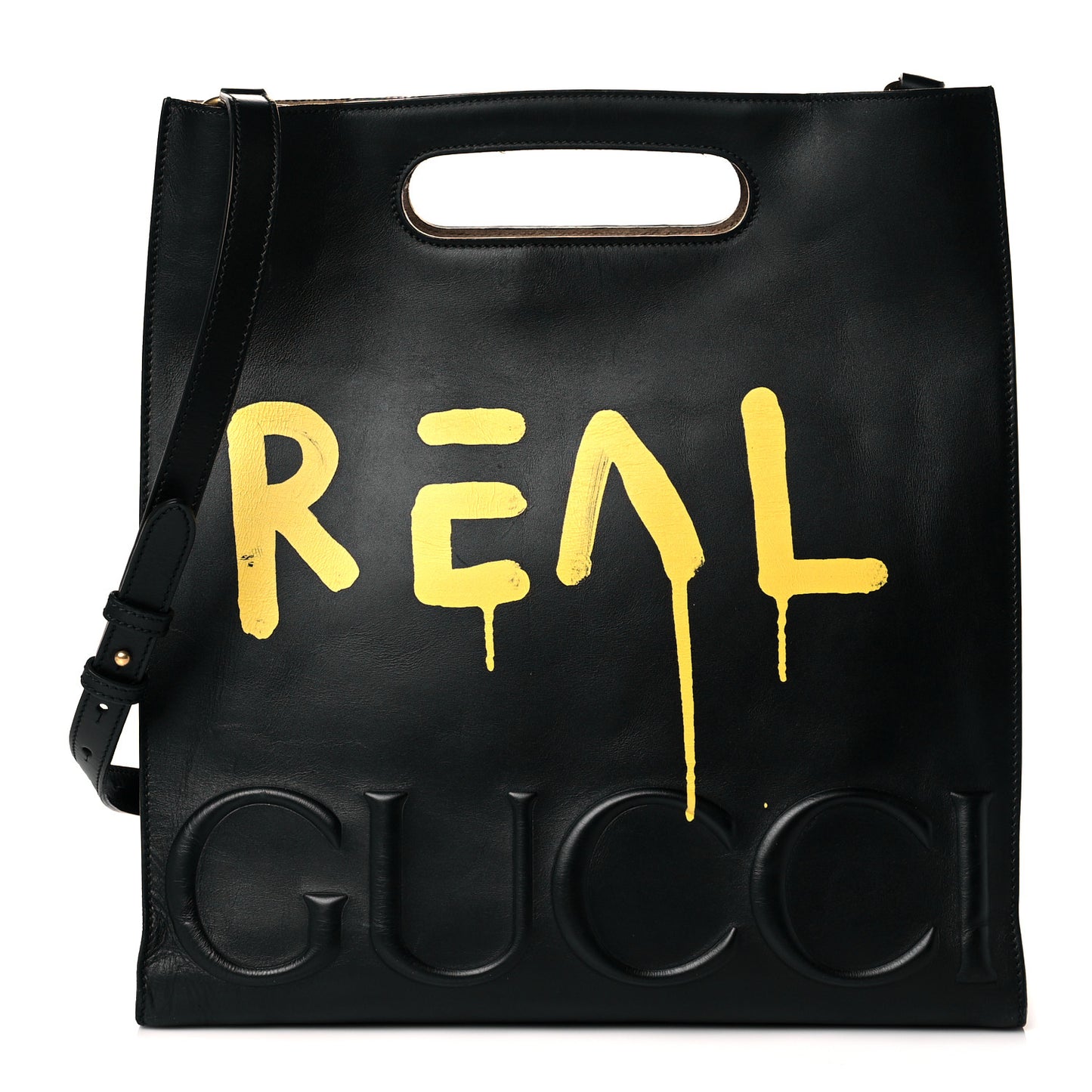Calfskin GucciGhost Real Medium XL Tote Black Yellow