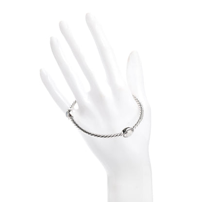 David Yurman Sterling Silver Diamond Moonstone Color Classics 3 Station Bangle Bracelet 2 of 4