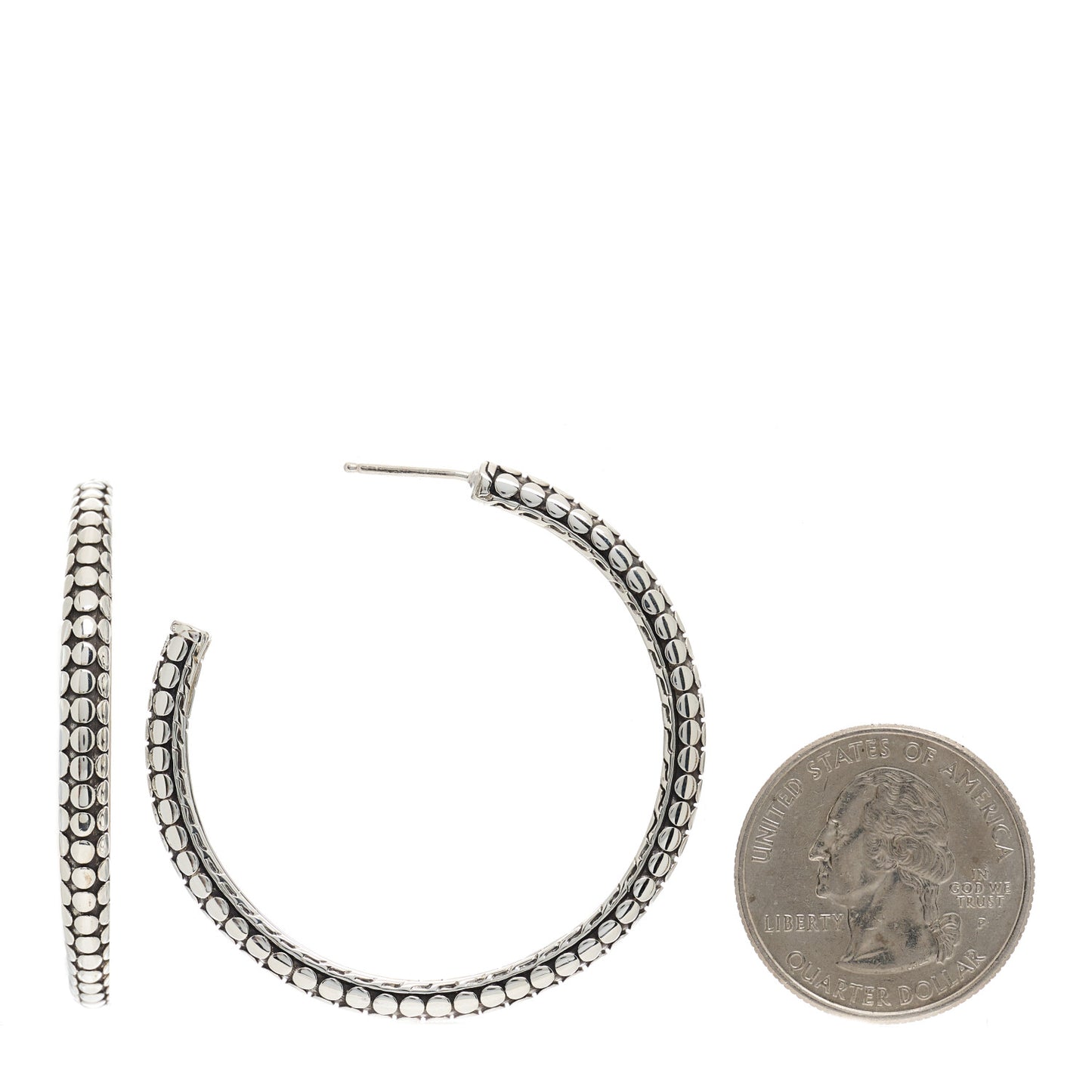 Sterling Silver Dot Medium Hoop Earrings