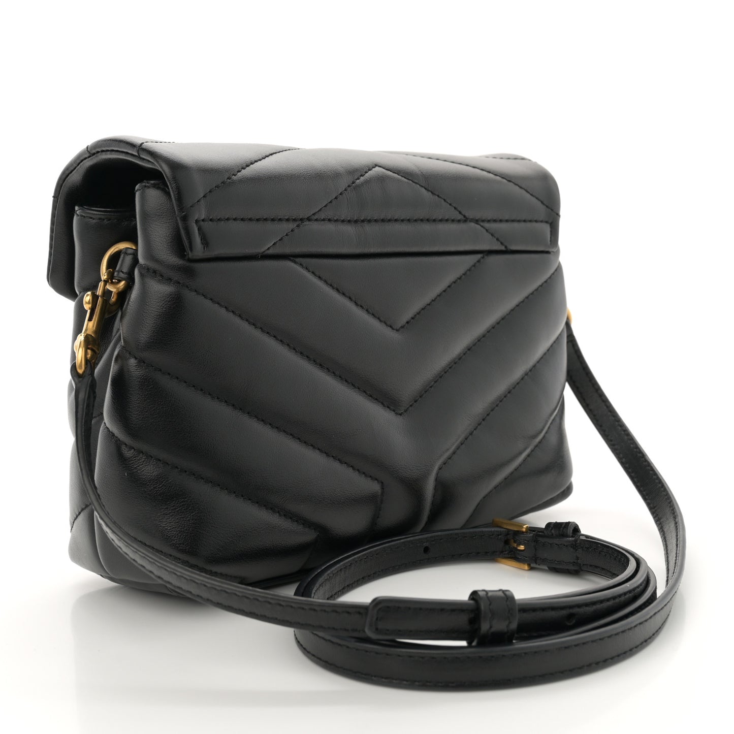 Calfskin Y Quilted Monogram Toy Loulou Crossbody Bag Black