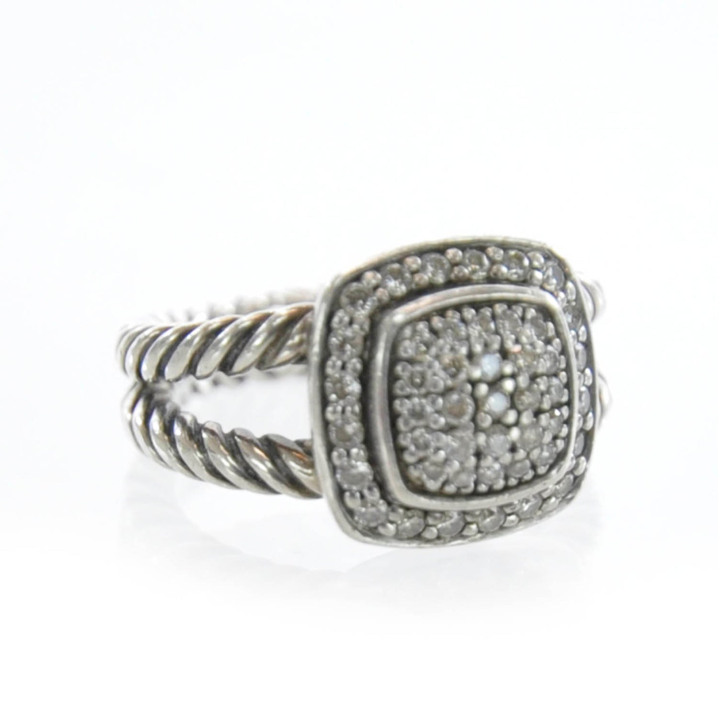 Sterling Silver Diamond 7mm Petite Albion Pave Ring 46 3.75