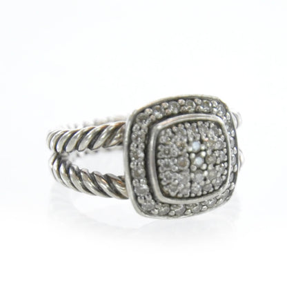 David Yurman Sterling Silver Diamond 7mm Petite Albion Pave Ring 46 3.75 1 of 8
