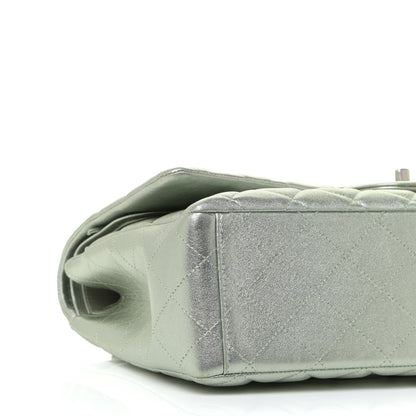 Chanel Metallic Lambskin Quilted Maxi Double Flap Green 5 of 14