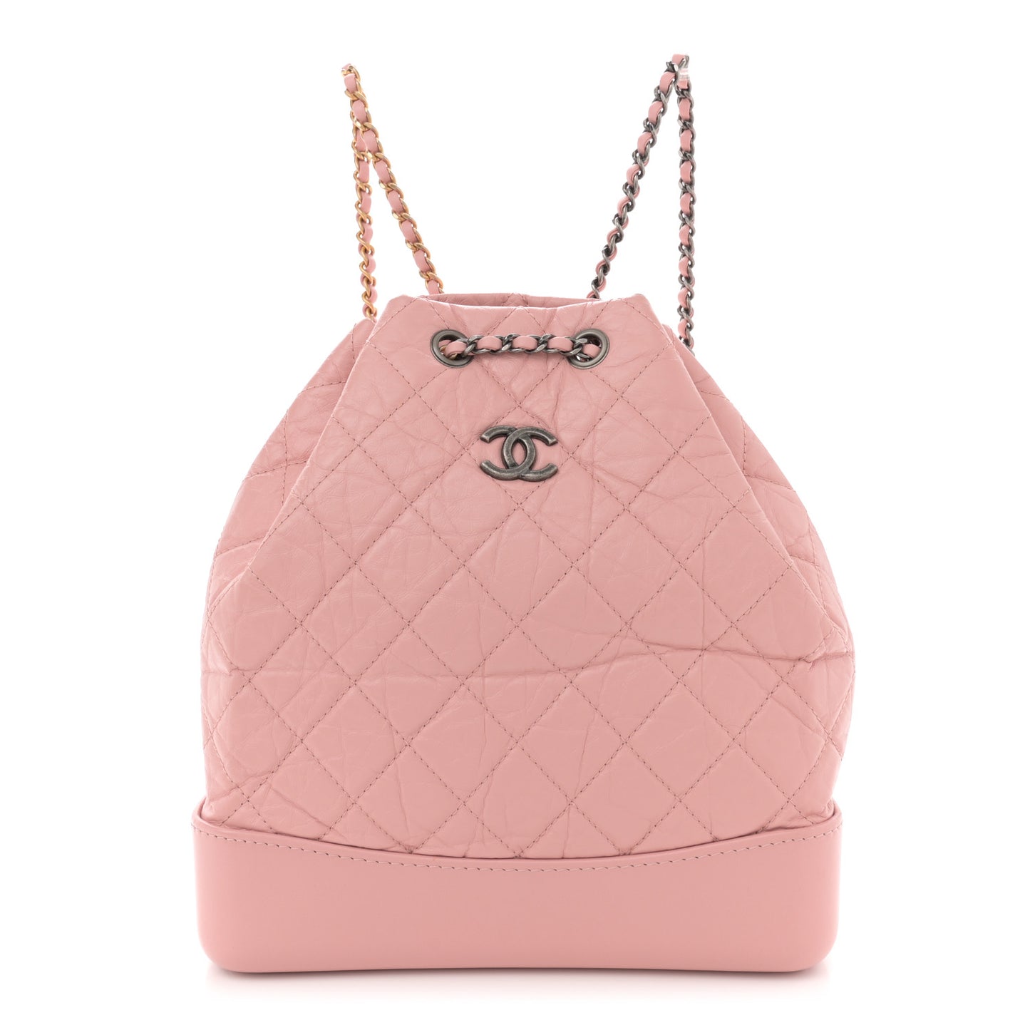 Aged Calfskin Quilted Gabrielle Backpack Light Pink