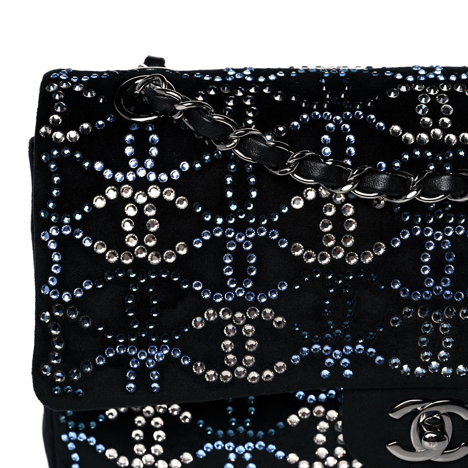 Chanel Velvet Crystal Medium Double Flap Black 11 of 12