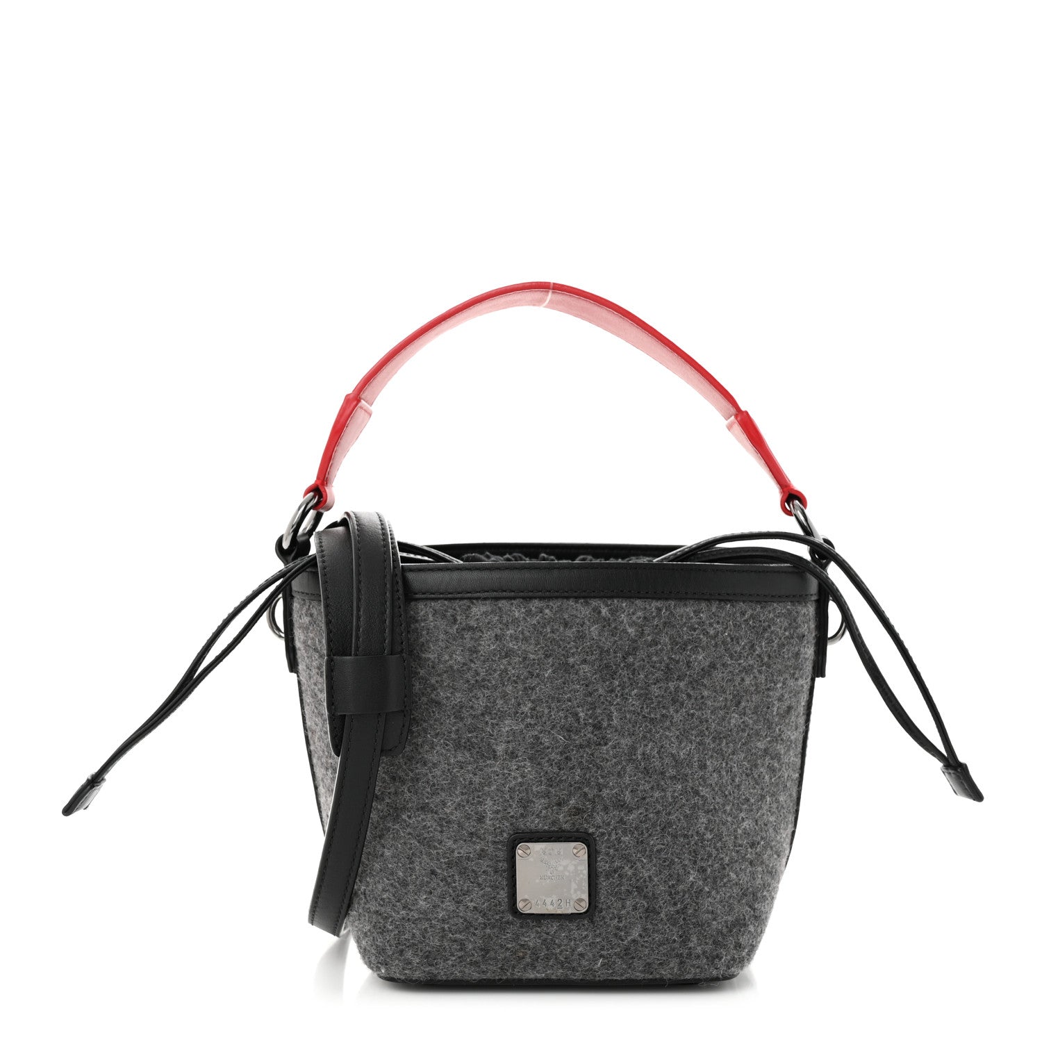 MCM Wool Drawstring Bucket Bag Grey 1 of 9