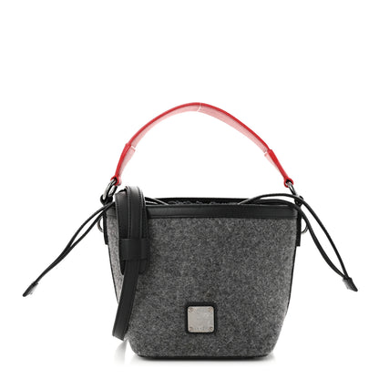 MCM Wool Drawstring Bucket Bag Grey 1 of 9