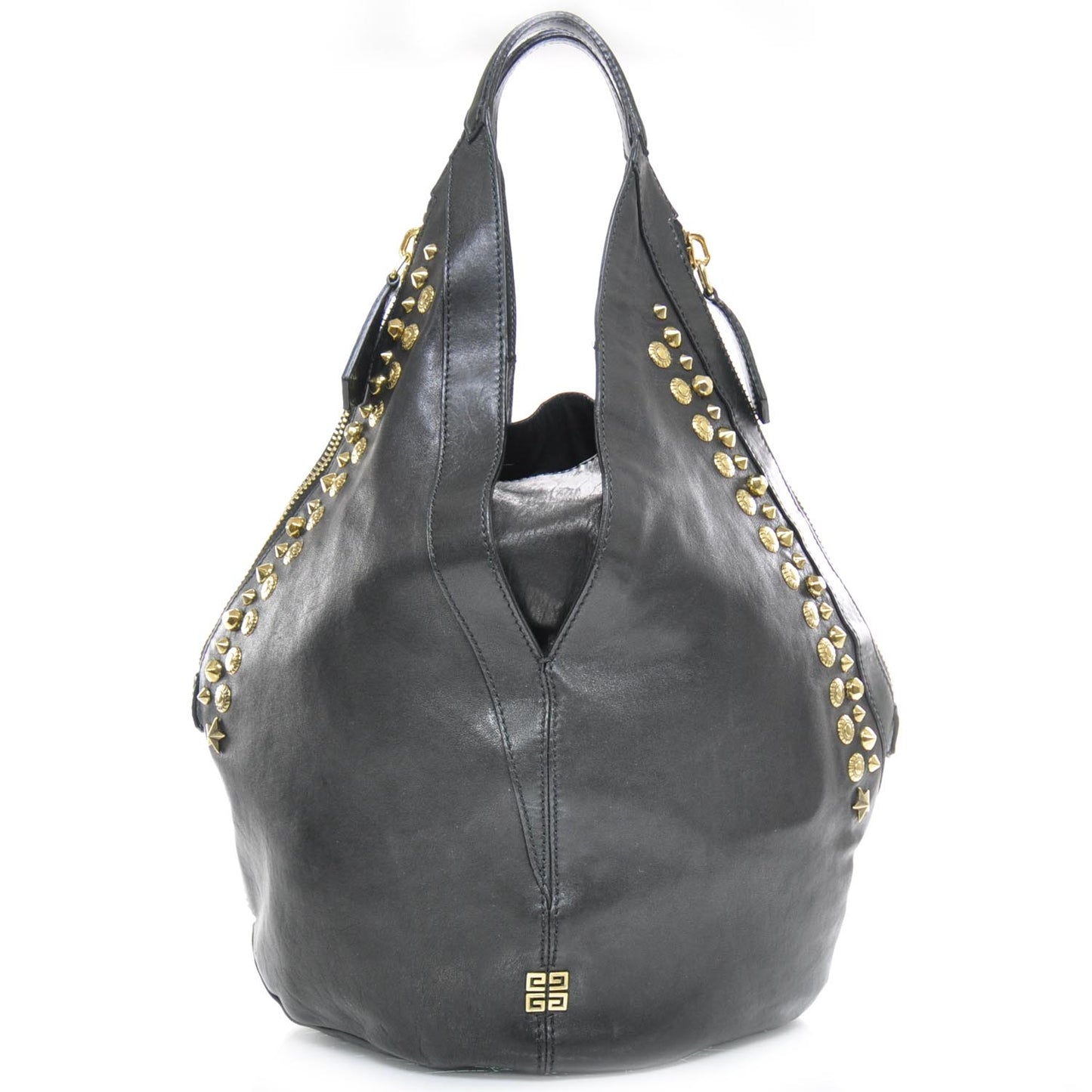Lambskin Studded Tinhan Hobo Black