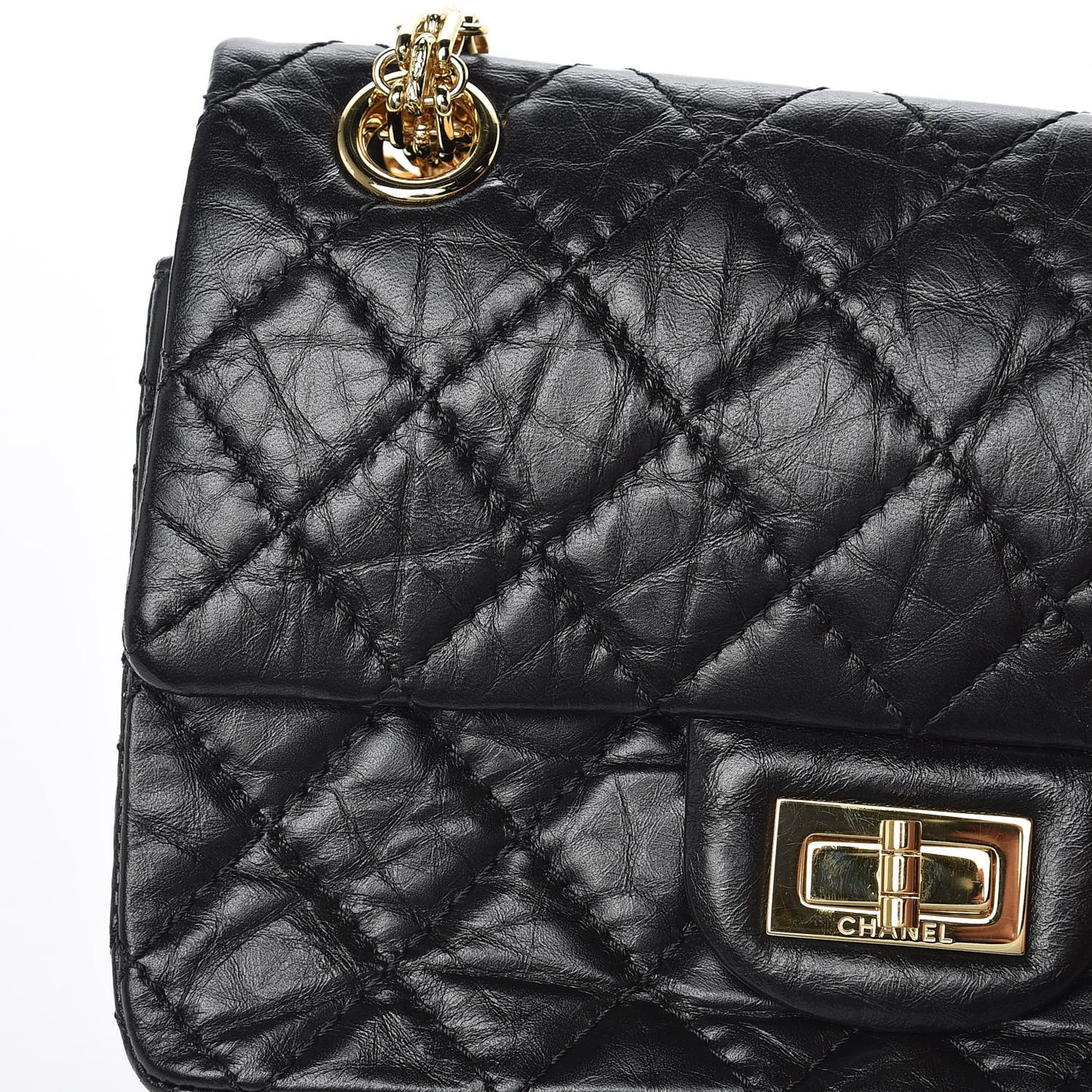 Aged Calfskin Quilted 2.55 Reissue Mini Flap Black